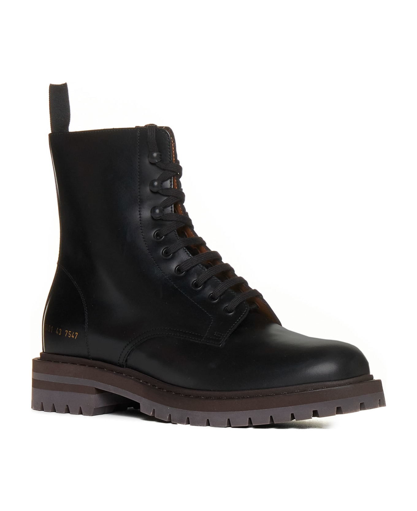 Common Projects Combat Boots In Black Leather - Black