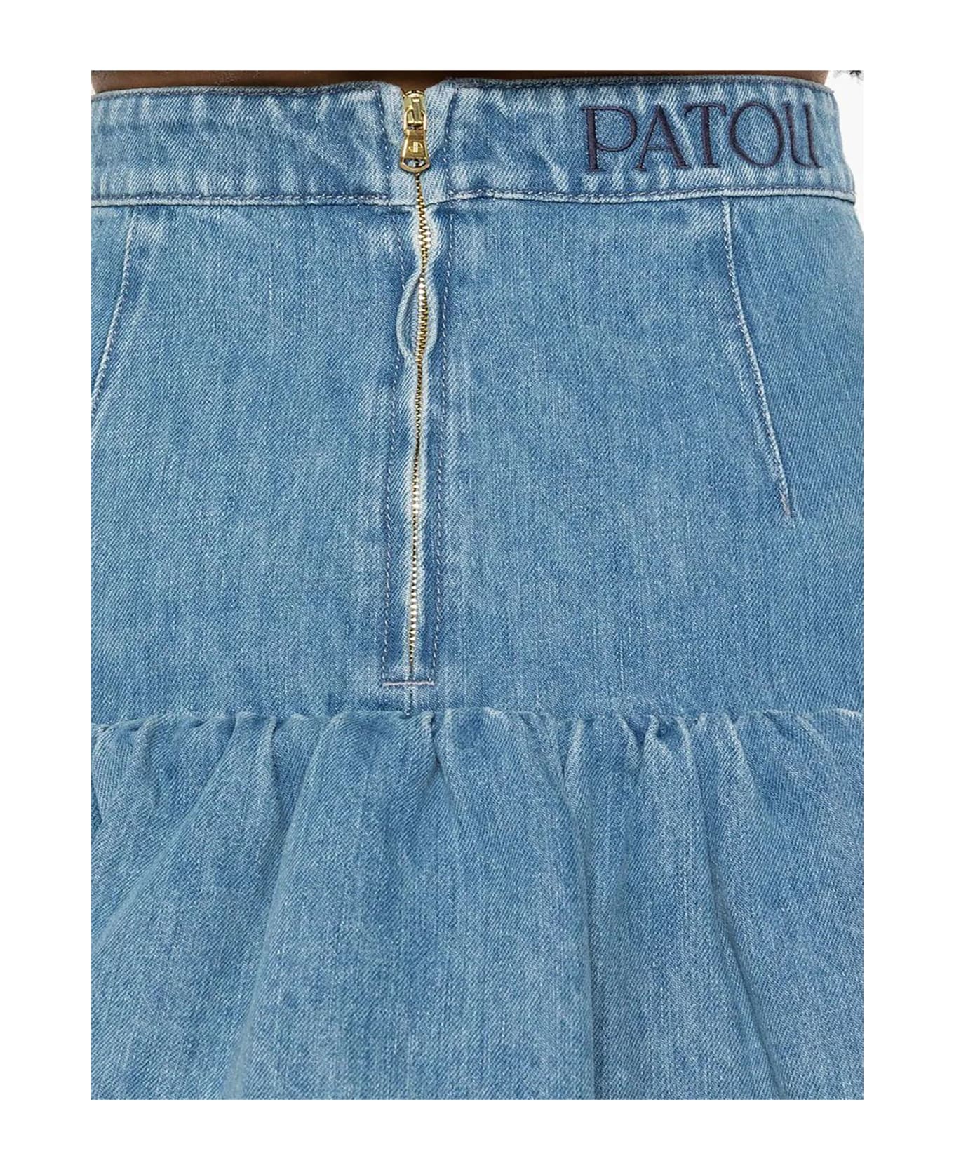 Patou Blue Cotton Blend Peplum Denim Skirt - Blue