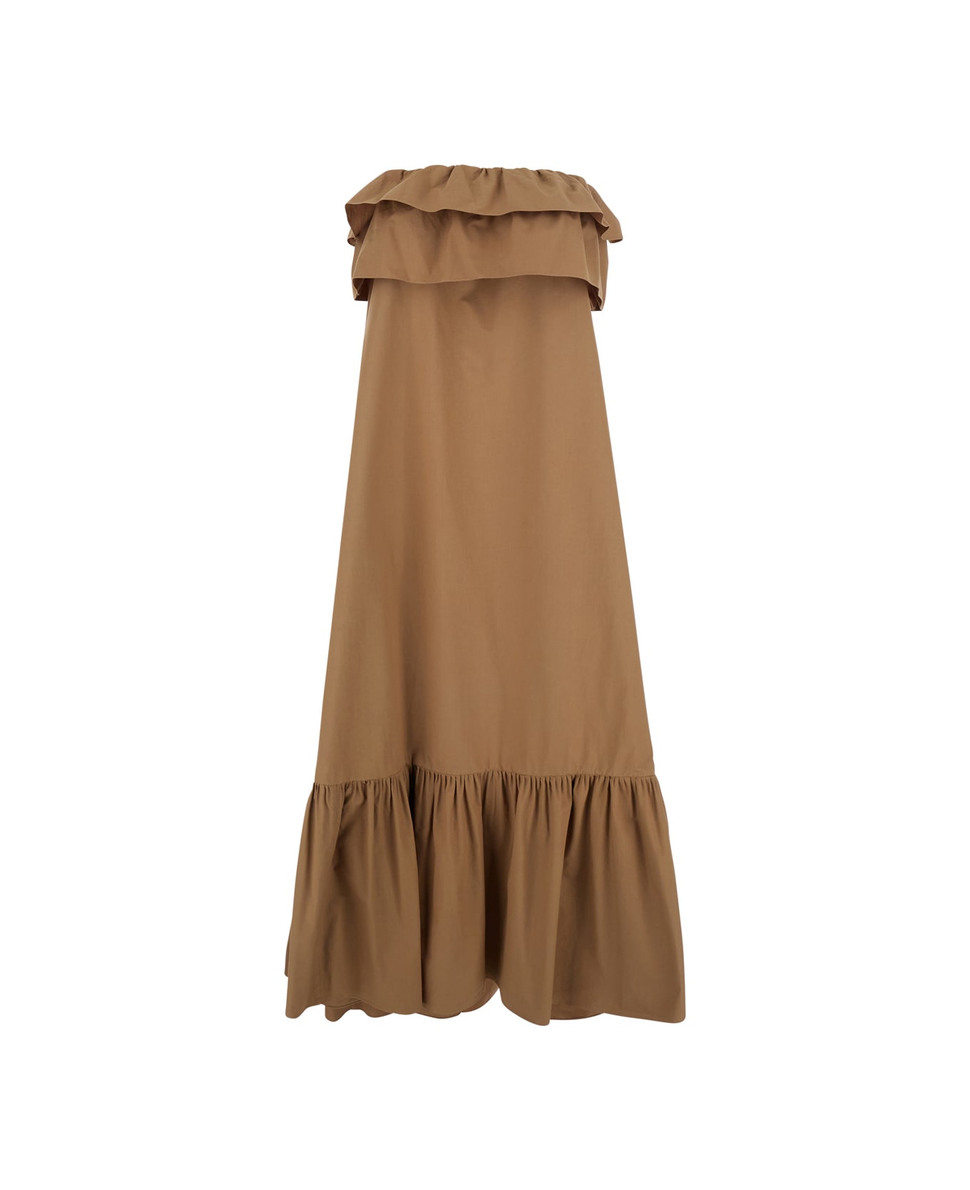 Saint Laurent Ruffled Strapless Maxi Dress - Beige