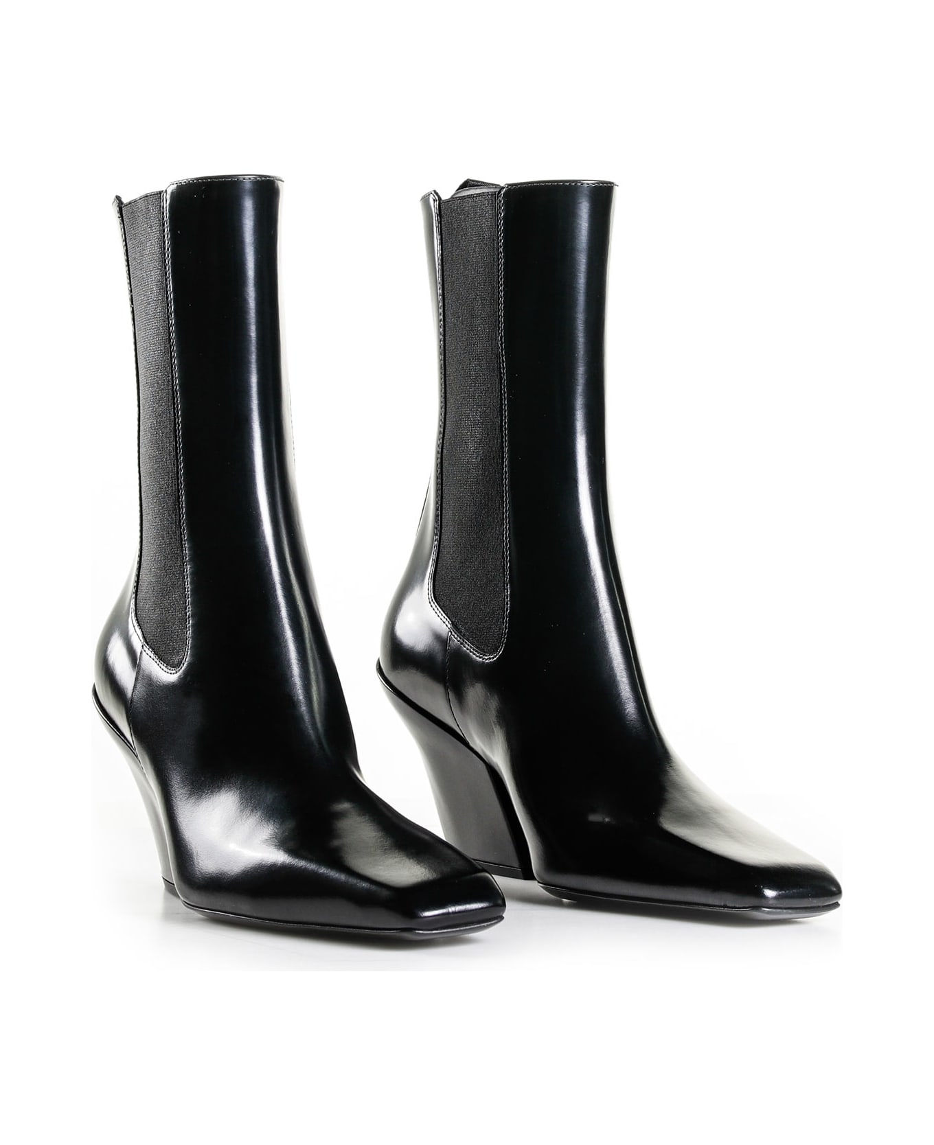 Prada Square Toe Heeled Chelsea Boots - NERO