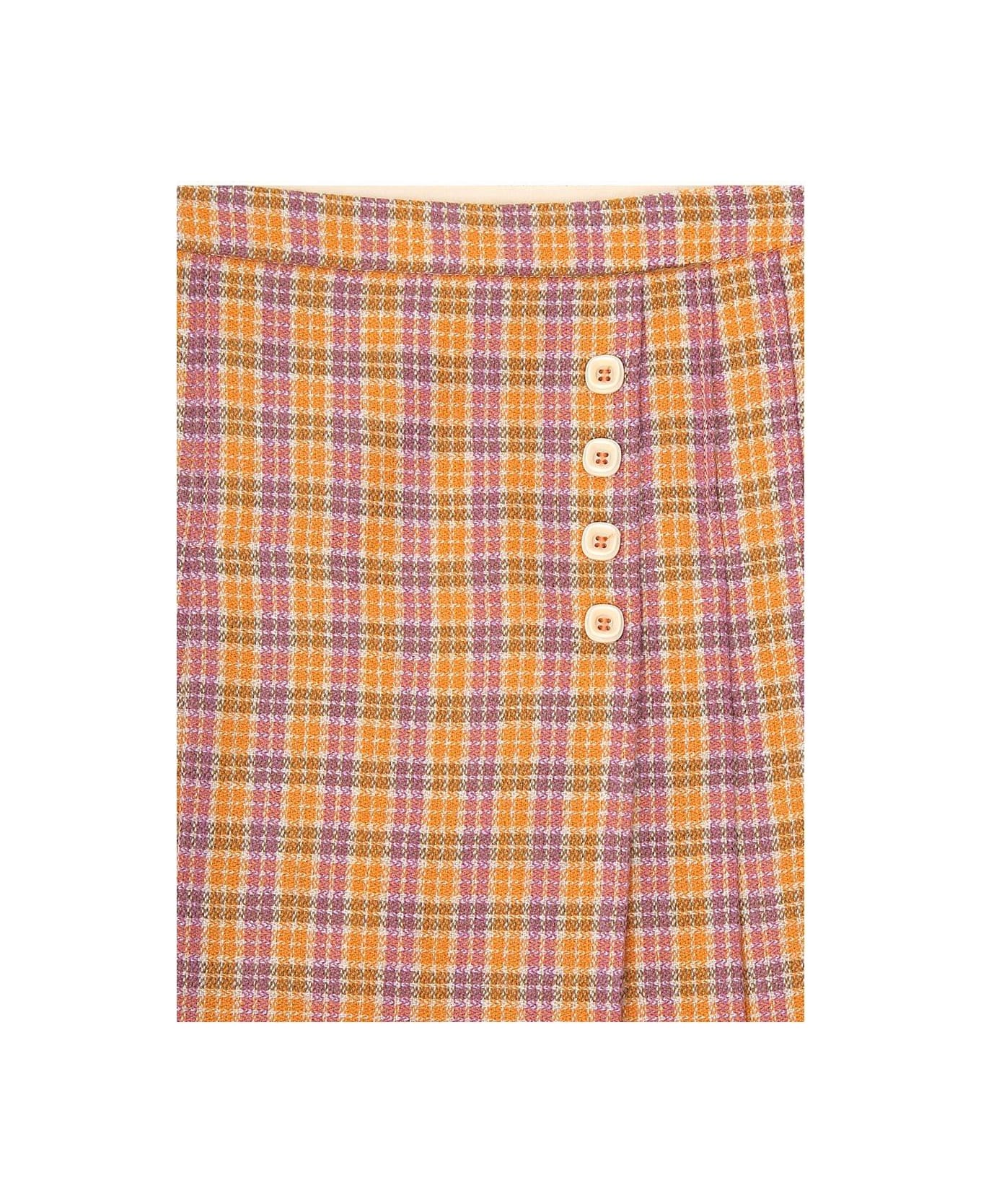 Gucci Checked Logo Patch Skirt