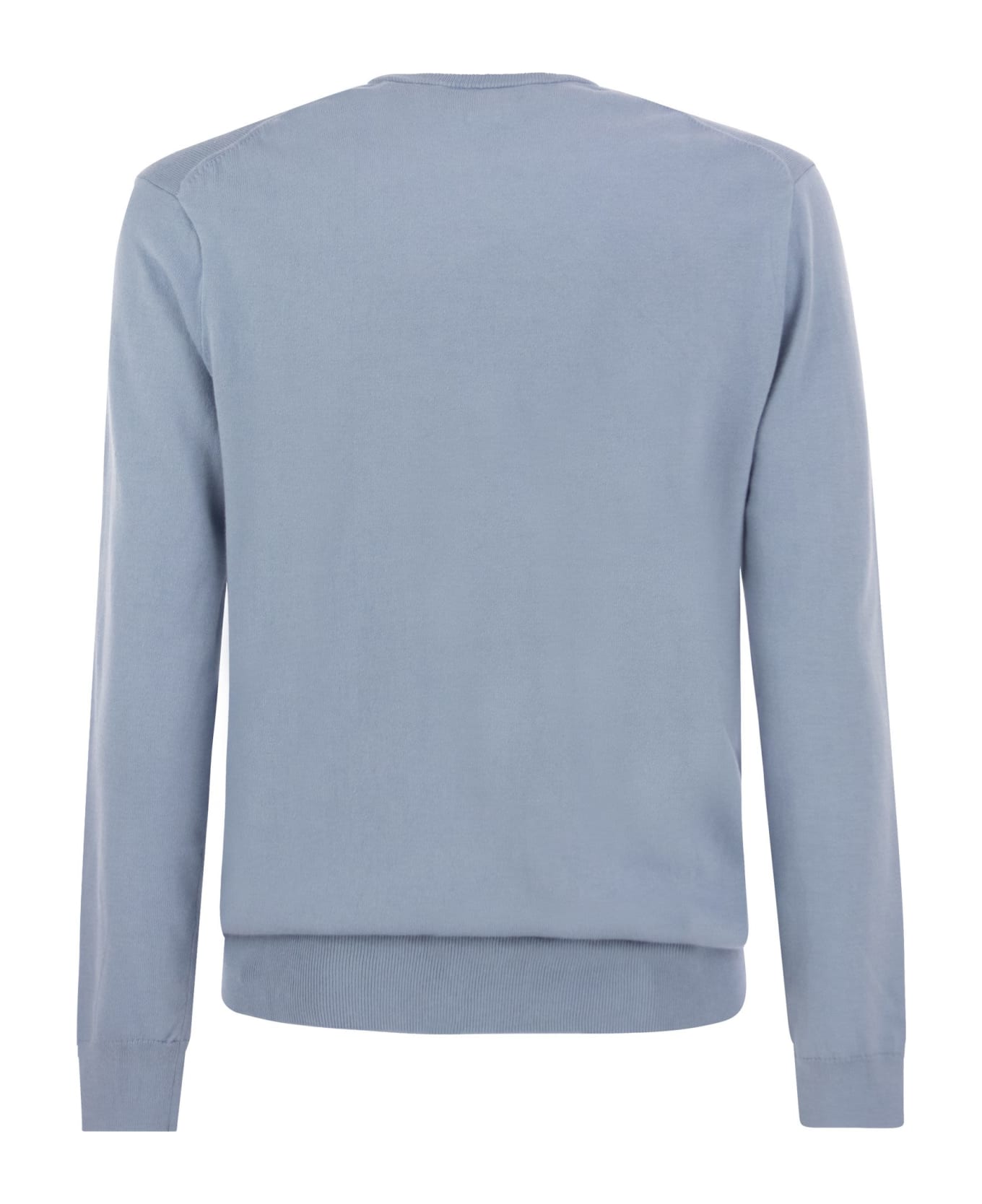 Polo Ralph Lauren Crew Neck Sweater With Contrasting Logo - Blue