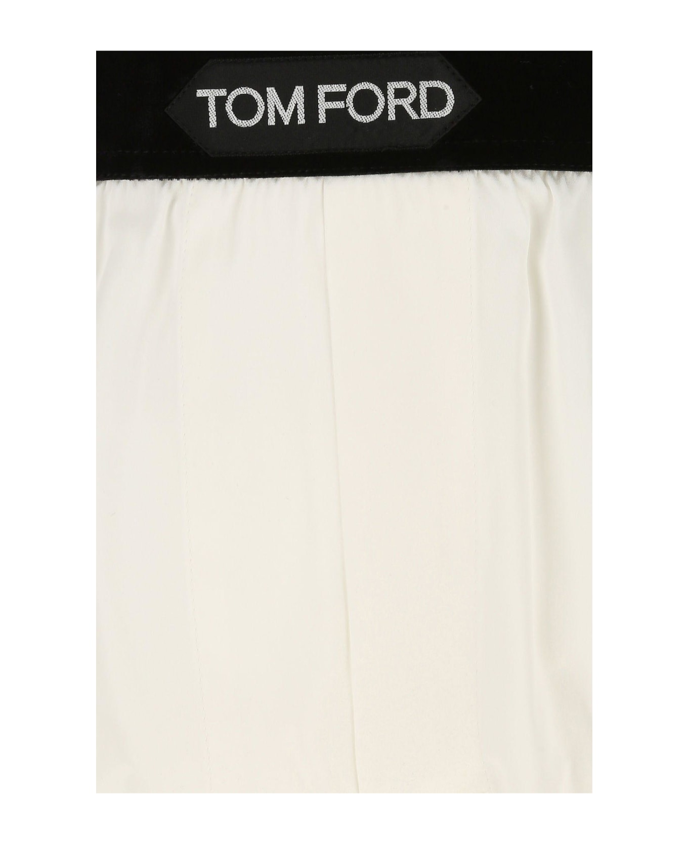 Tom Ford Ivory Stretch Silk Boxer - WHITE
