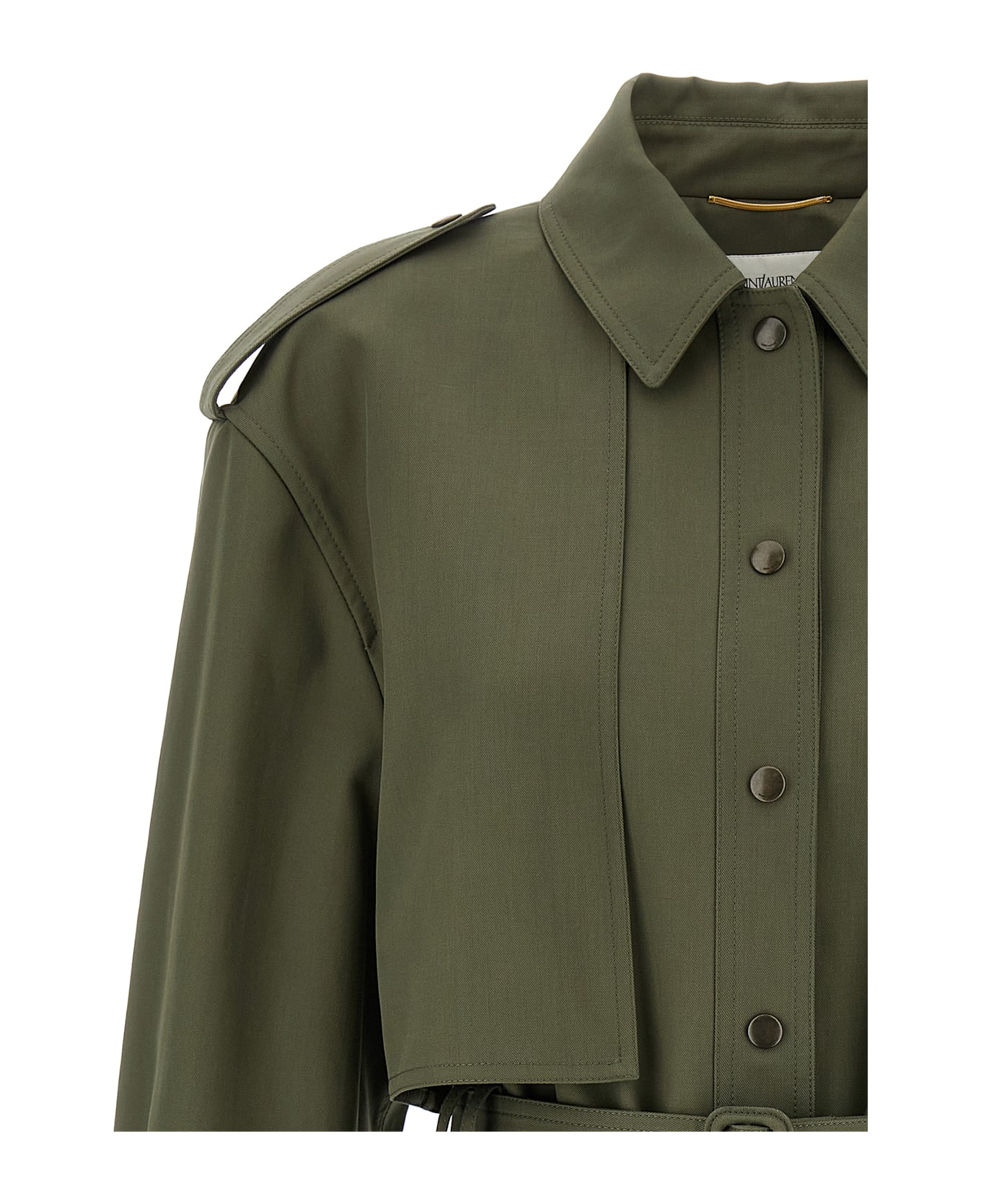 【Saint Laurent】SS25 Saharan Trench Coat SAINT LAURENT - Belted Silk-Satin Trench Coat - Black Saint