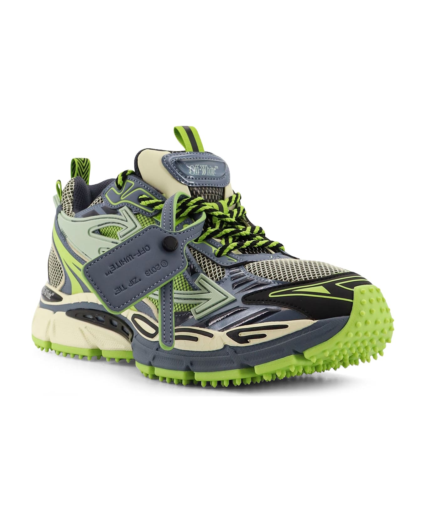 Off-White Ow Be Right Back Mesh Low-top Sneakers - CREAM - OLIVE GREEN