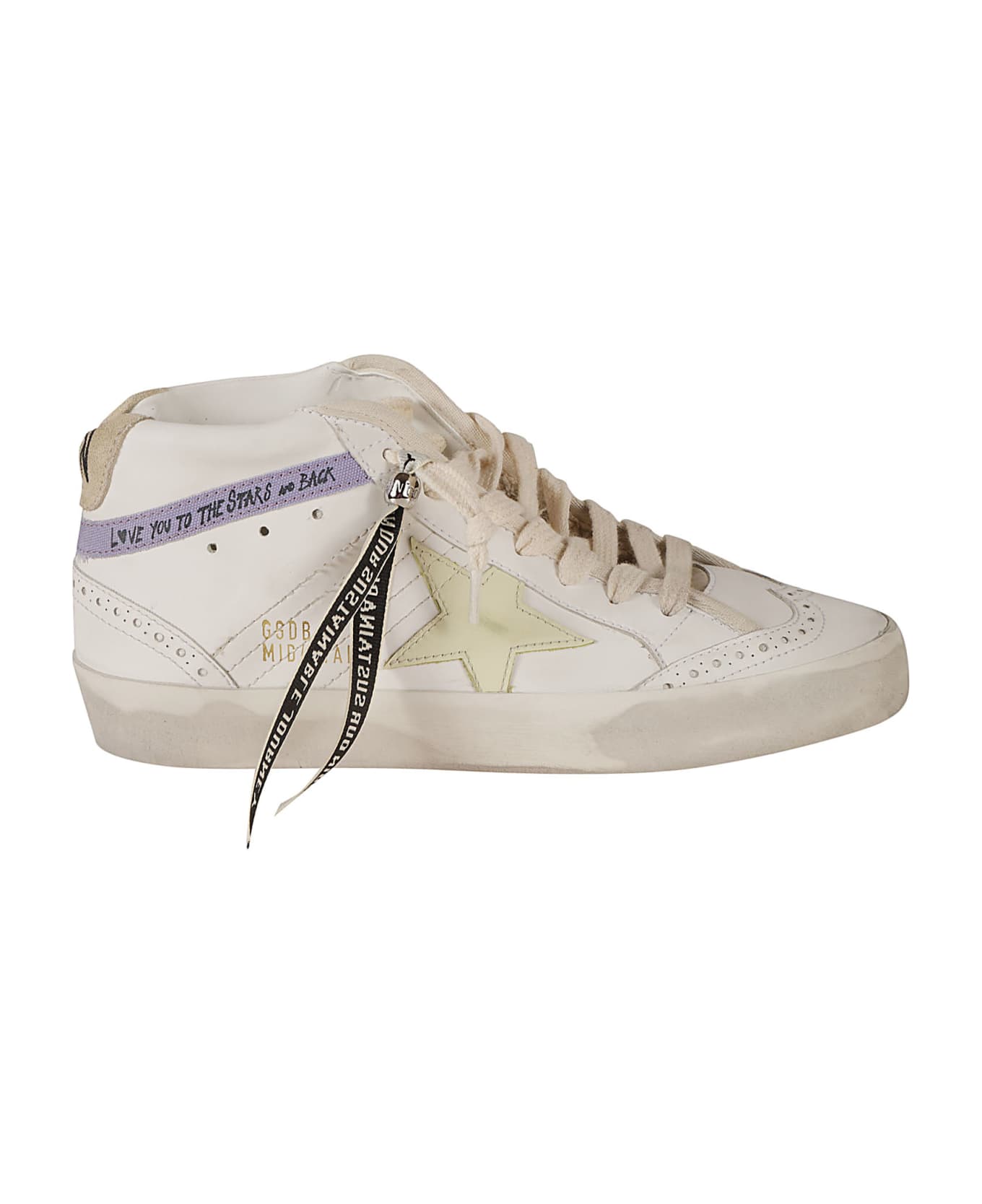 Golden Goose Mid Star Classic Sneakers - White/Beige/Light Yellow
