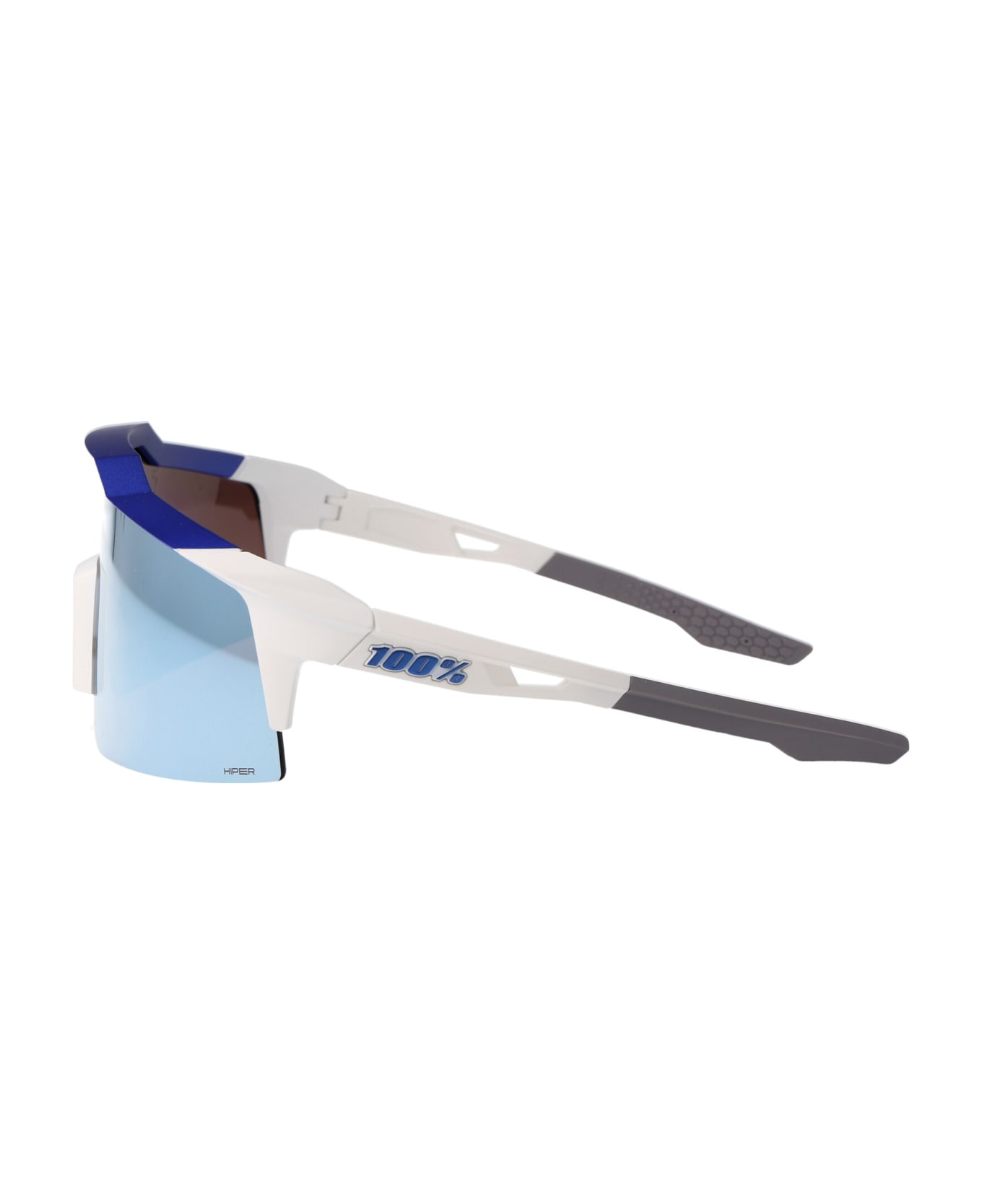 100% Speedcraft Sl Sunglasses - Matte White/Metallic Blue - HiPER Blue Multilayer Mirror Lens