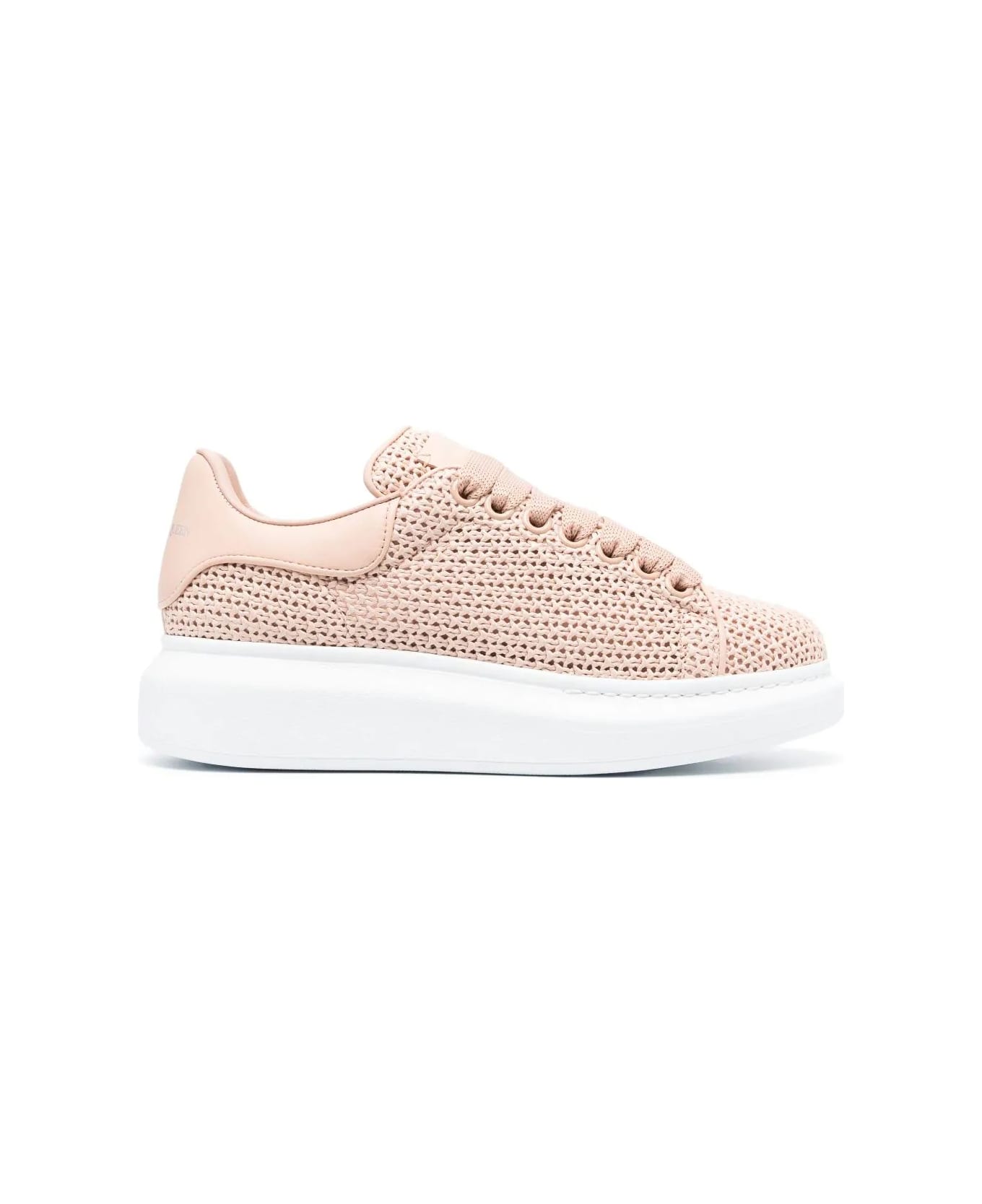 Alexander McQueen Crochet Sneakers With Leather Heel - Pink
