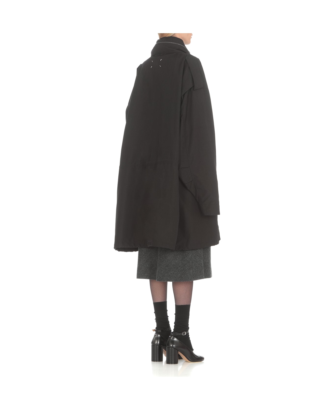 Maison Margiela High-neck Oversized Logo Raincoat - Black