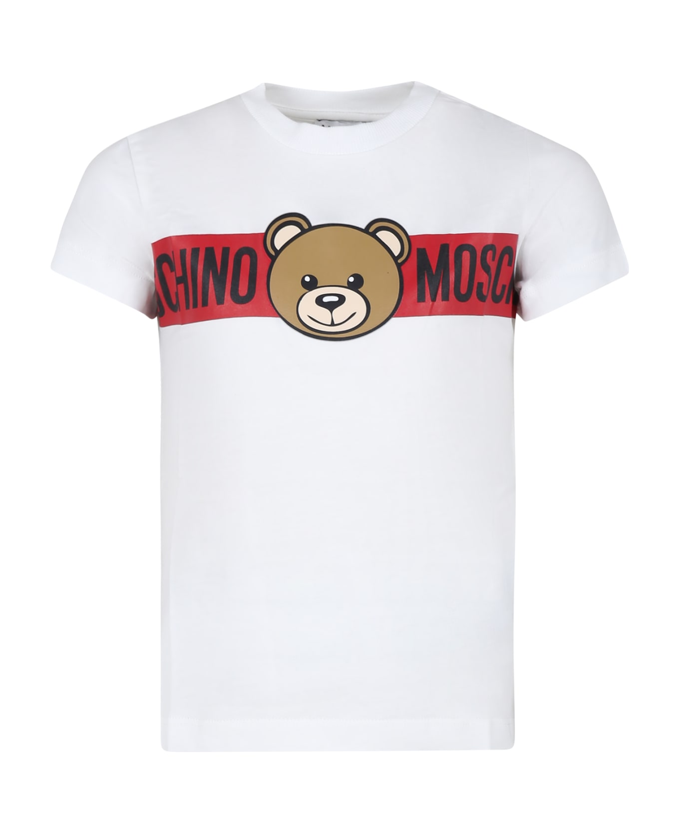 Moschino White T-shirt For Kids With Teddy Bear And Logo - White