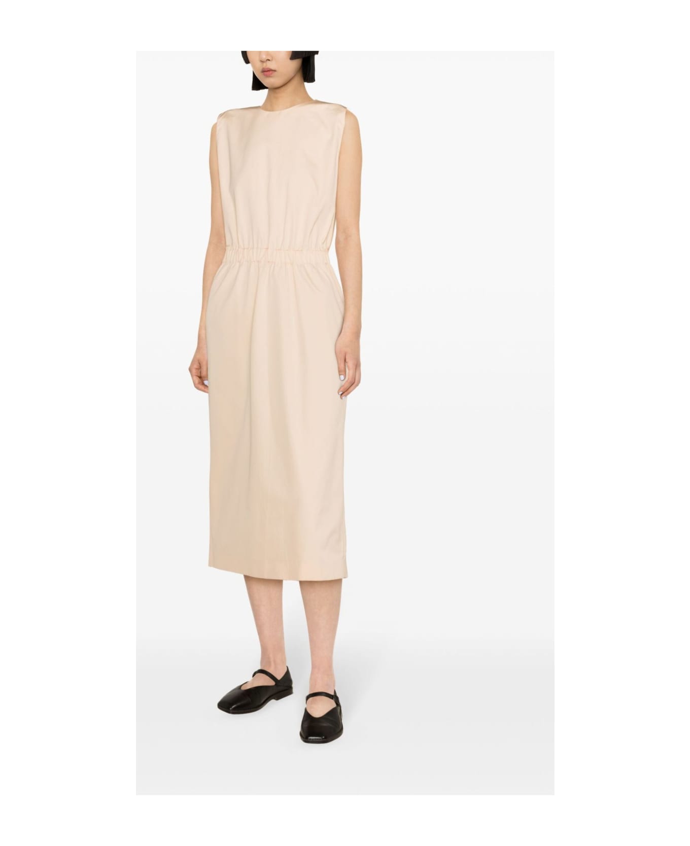 Fabiana Filippi Almond Beige Cotton Midi Dress - Beige ワンピース＆ドレス