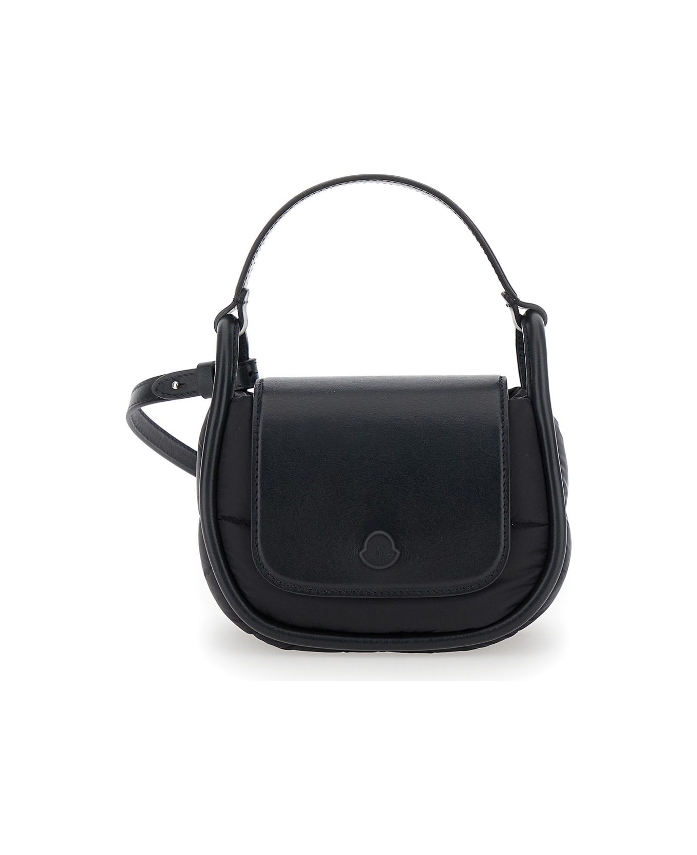 Moncler 'mini Tiarna' Black Mini Handbag With Logo Patch In Nylon Woman - BLACK