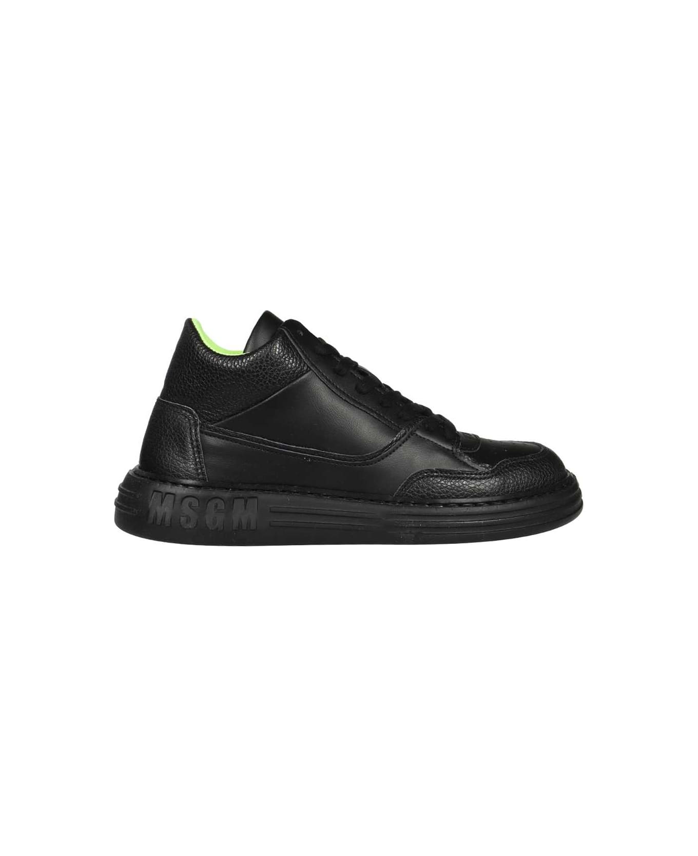 MSGM Leather Low Sneakers - black