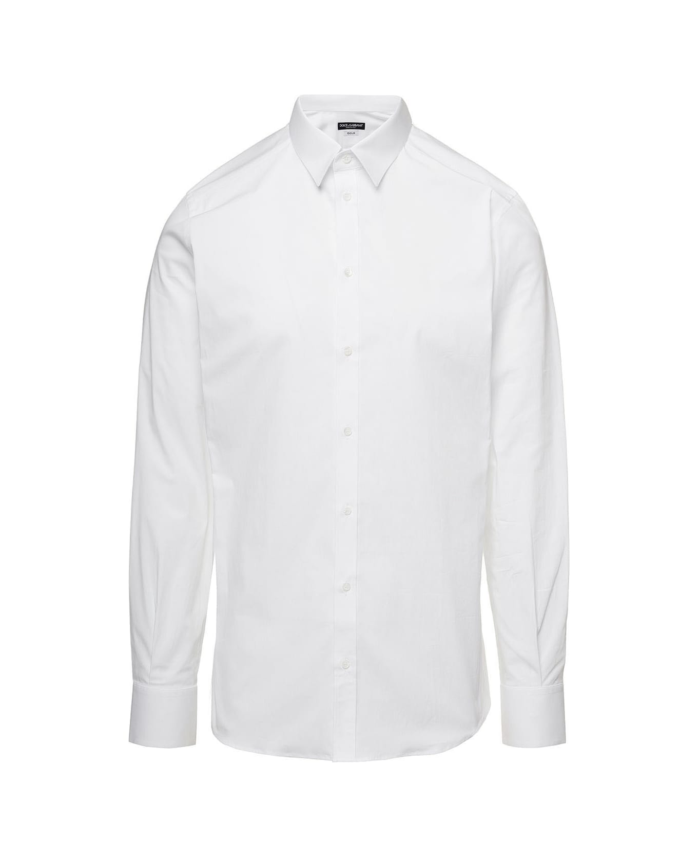 Dolce & Gabbana 'gold' White Long Sleeves Shirt In Cotton Popline Man Dolce & Gabbana - White