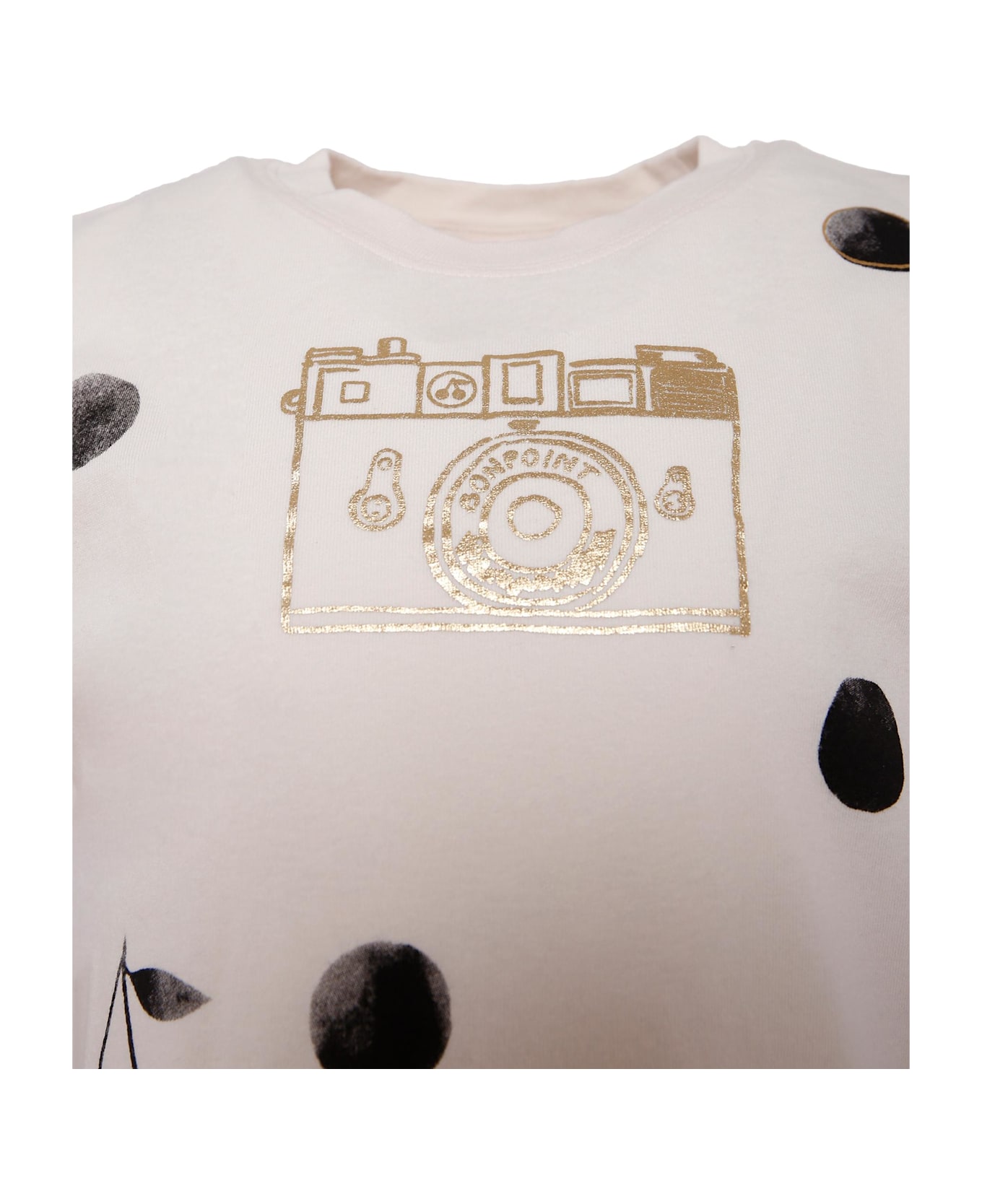 Bonpoint Ivory T-shirt For Girl With Print - Ivory