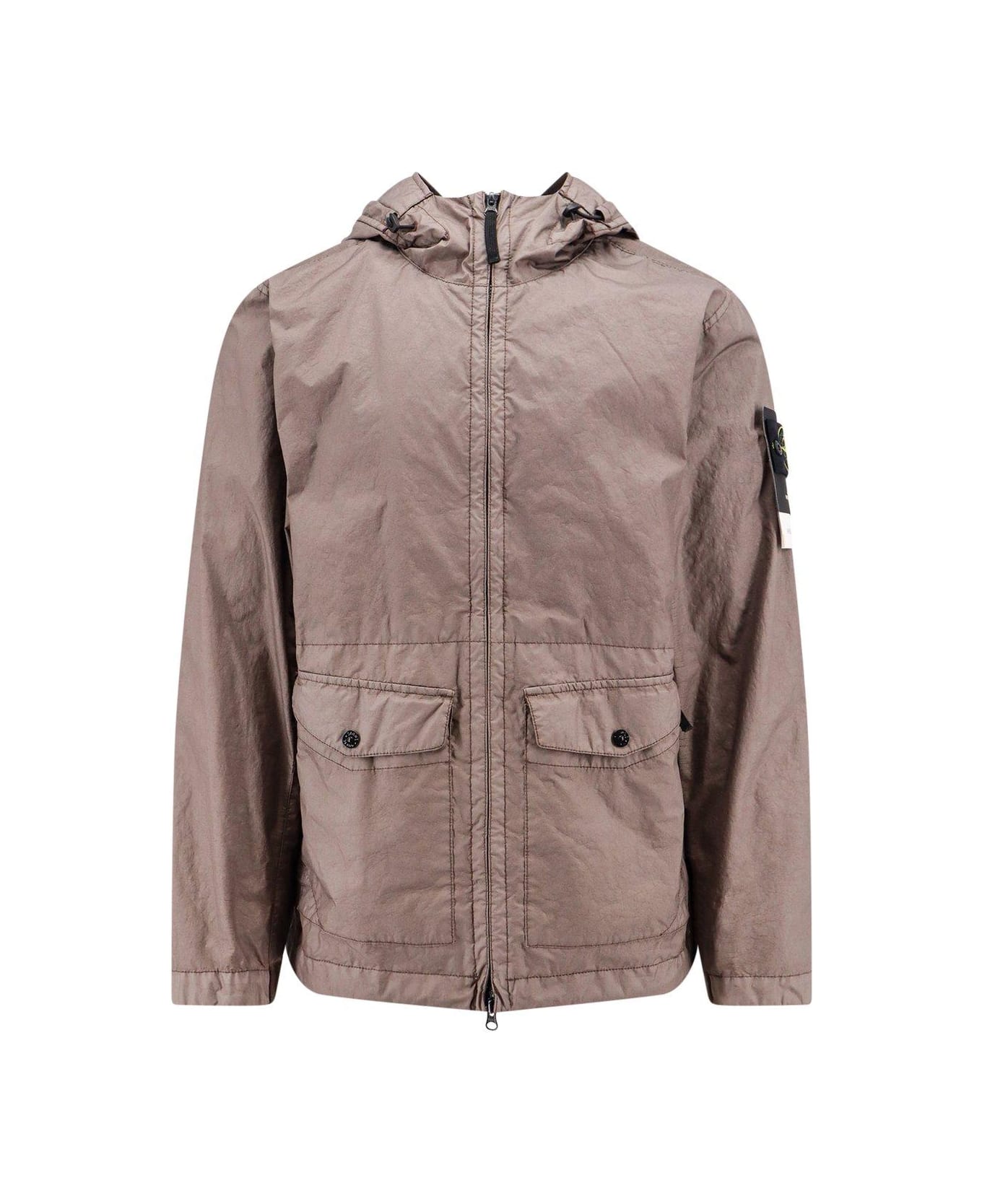 Stone Island Membrana 3l Tc Zipped Hooded Jacket - Brown