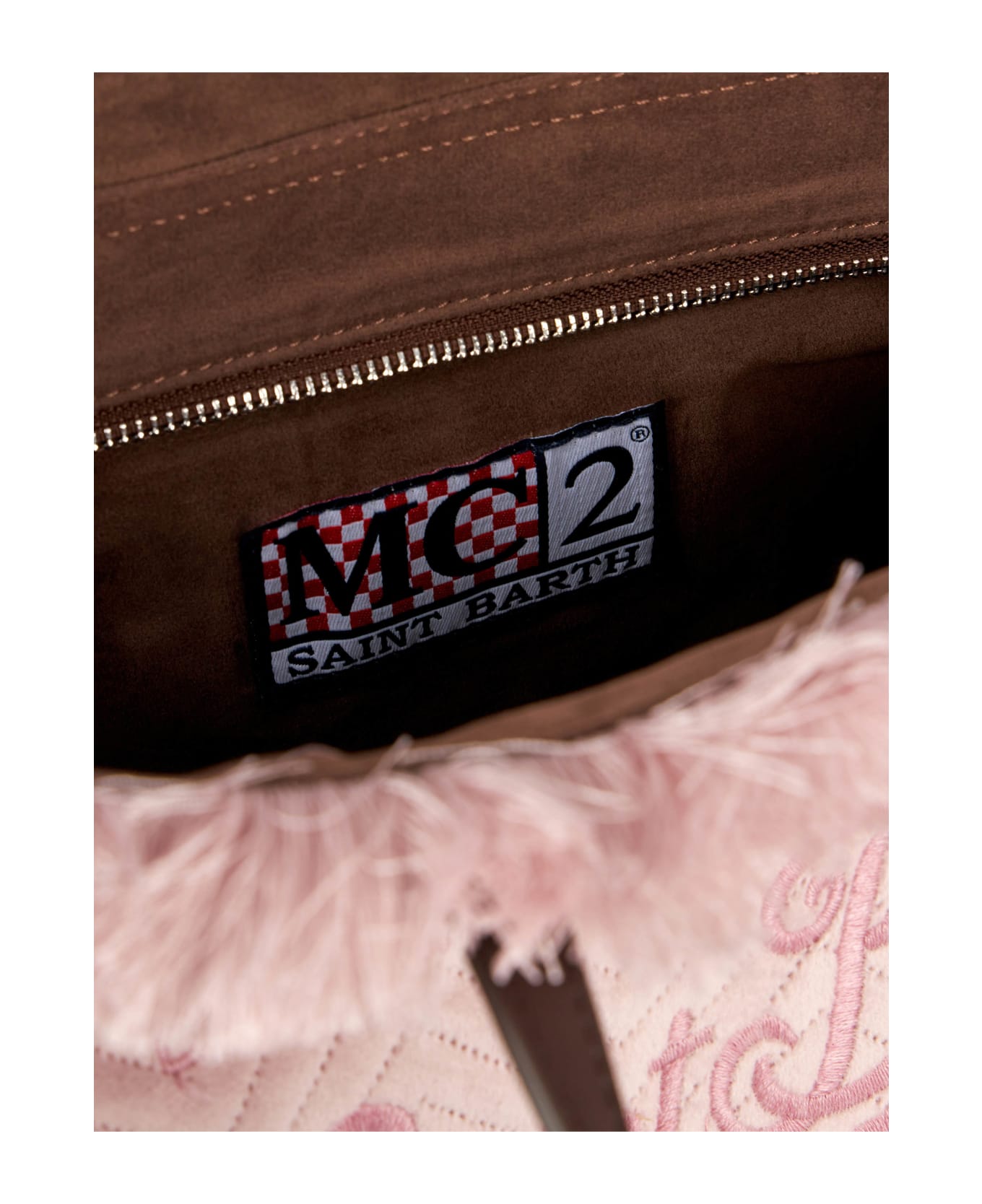 MC2 Saint Barth Velvet Quilt Pink Colette Handbag With Fringes - PINK