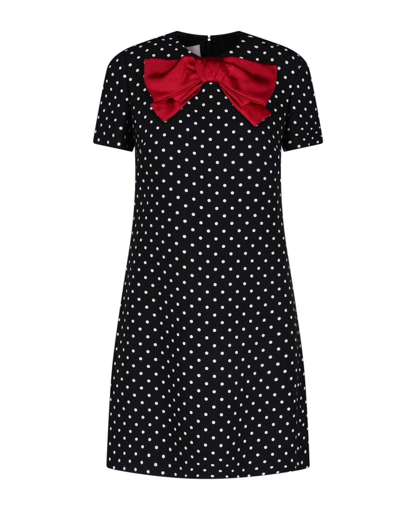 Valentino Polka Dot Mini Dress With Bow - Black  