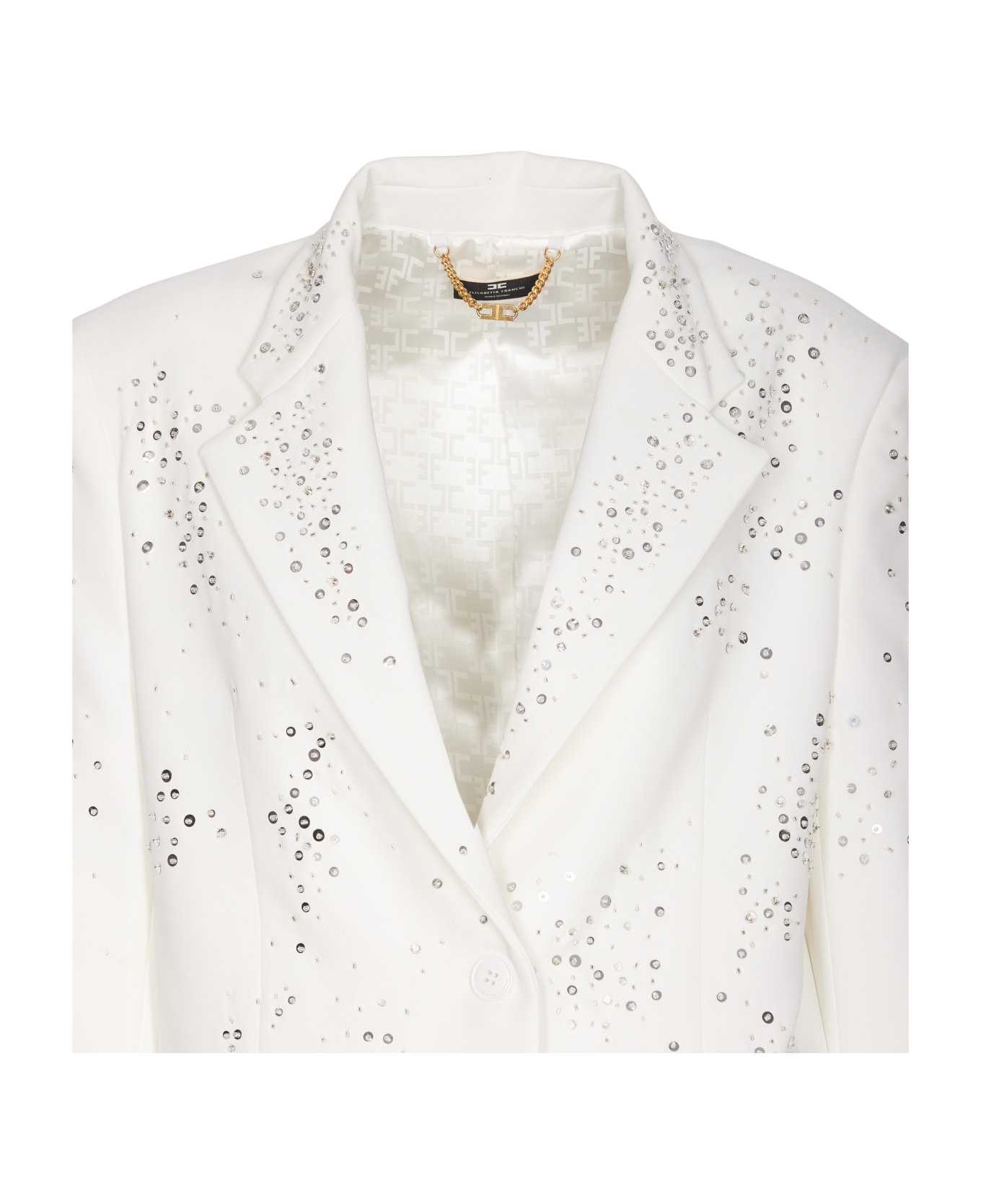 Elisabetta Franchi Double Breated Sequins Jacket - White ブレザー