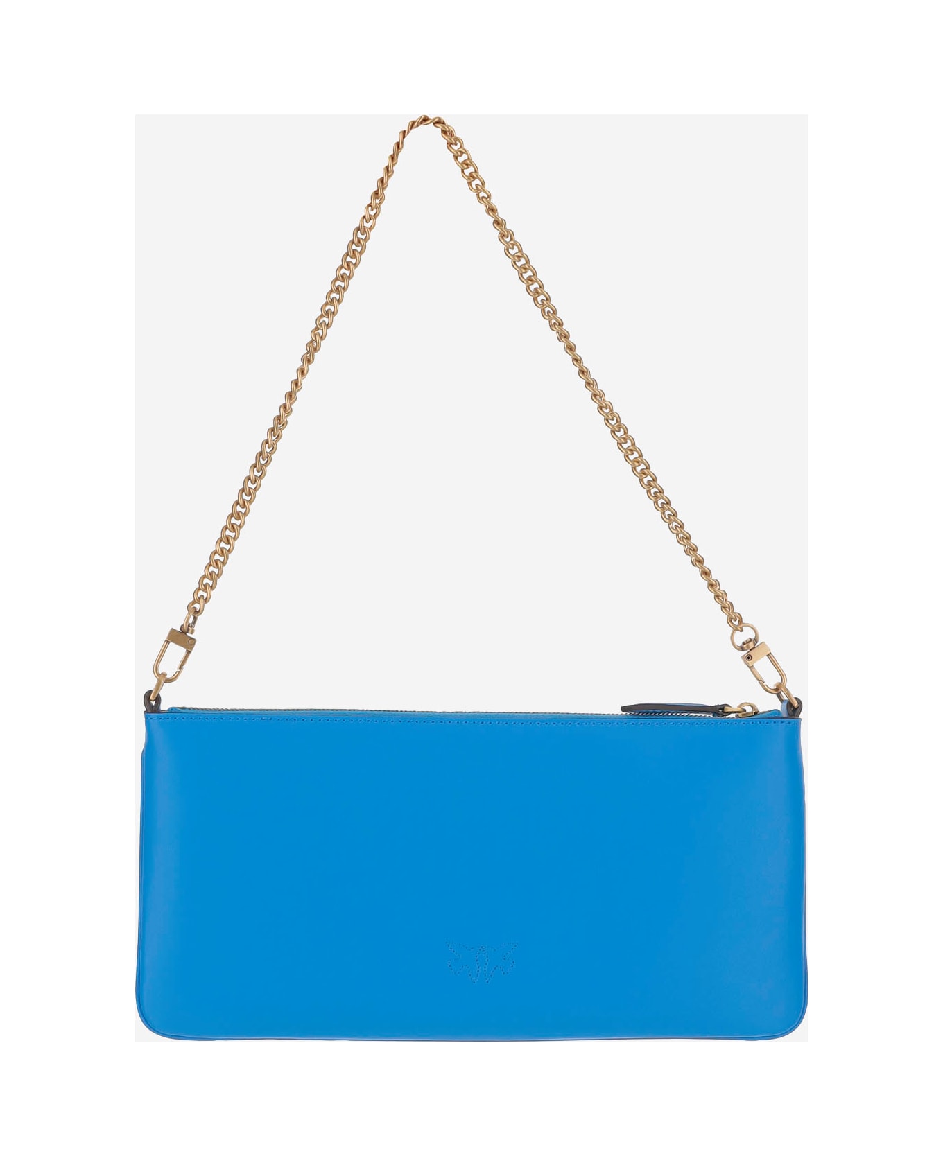 Pinko Leather Clutch Bag With Logo - Clear Blue