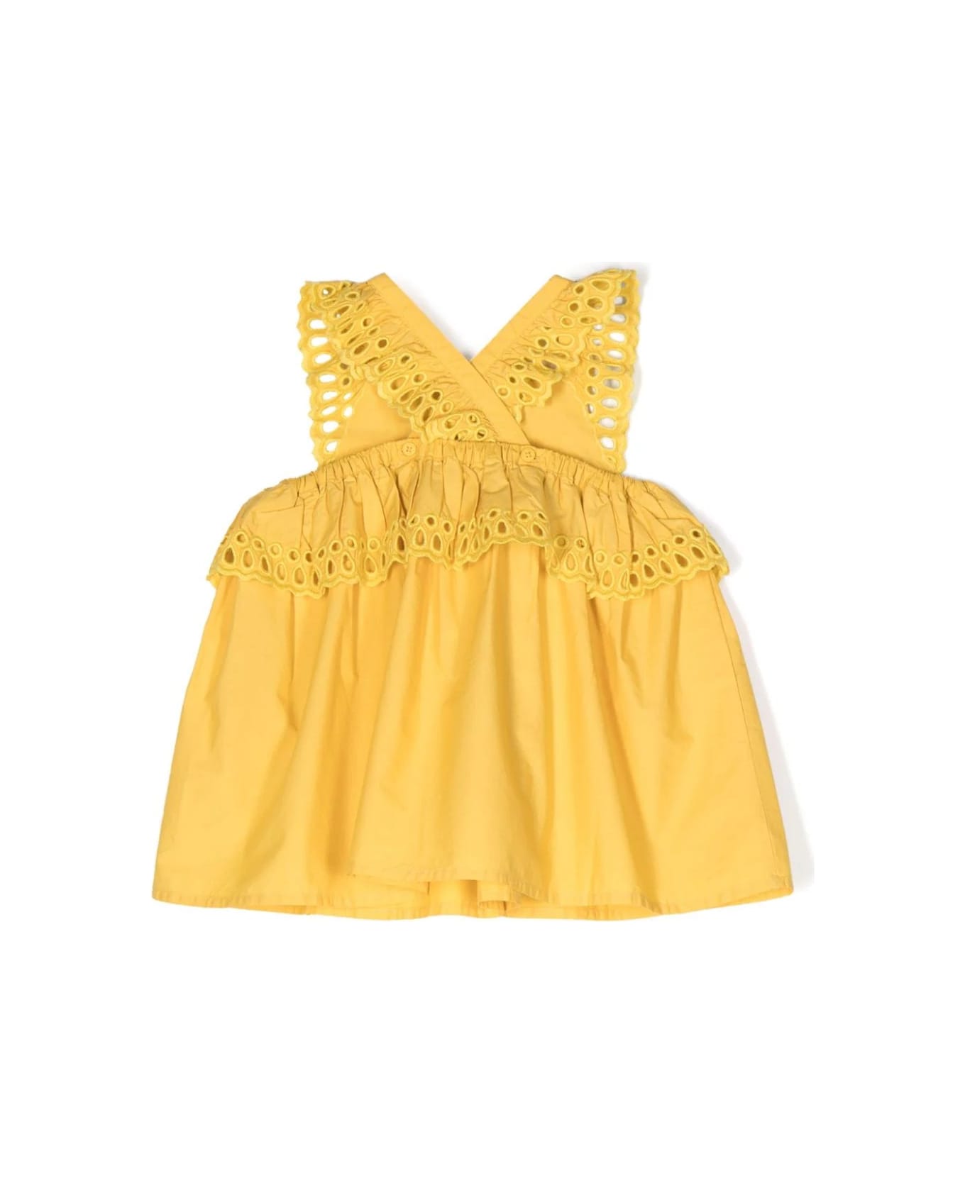 Stella McCartney Kids Yellow Sangallo Lace Dress - Yellow
