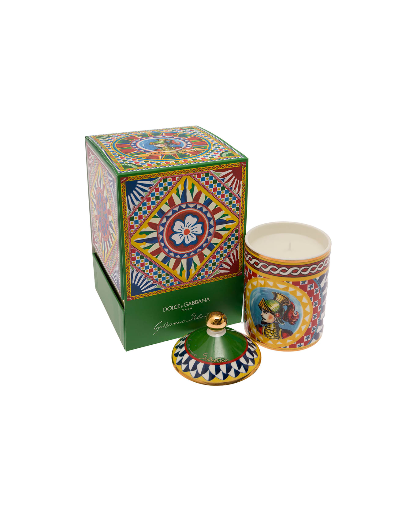 Dolce & Gabbana Wild Jasmine Scented Candle With Lid And Carretto Print - Multicolor