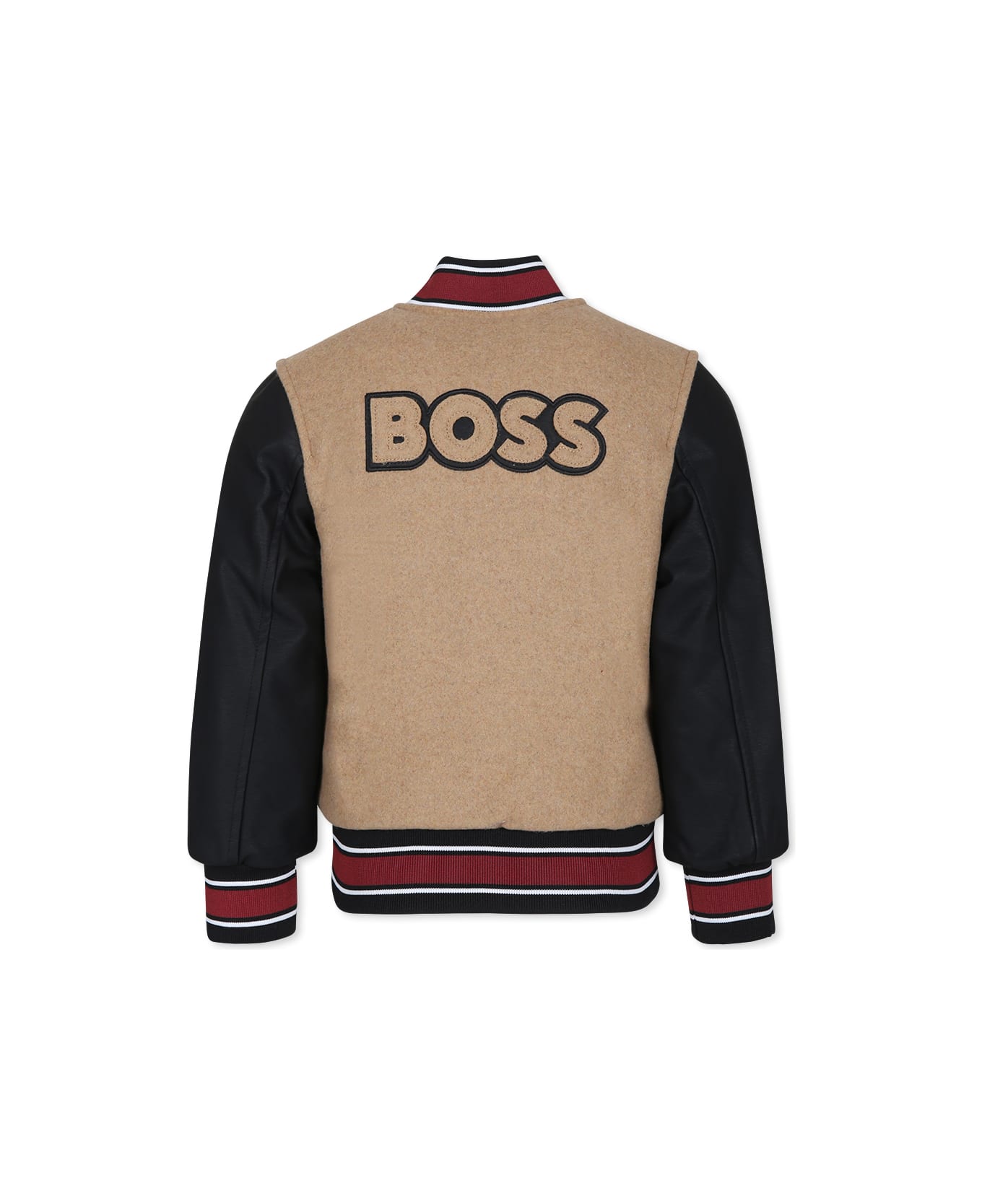 Hugo Boss Beige Bomber Jacket For Boy With Logo - Beige