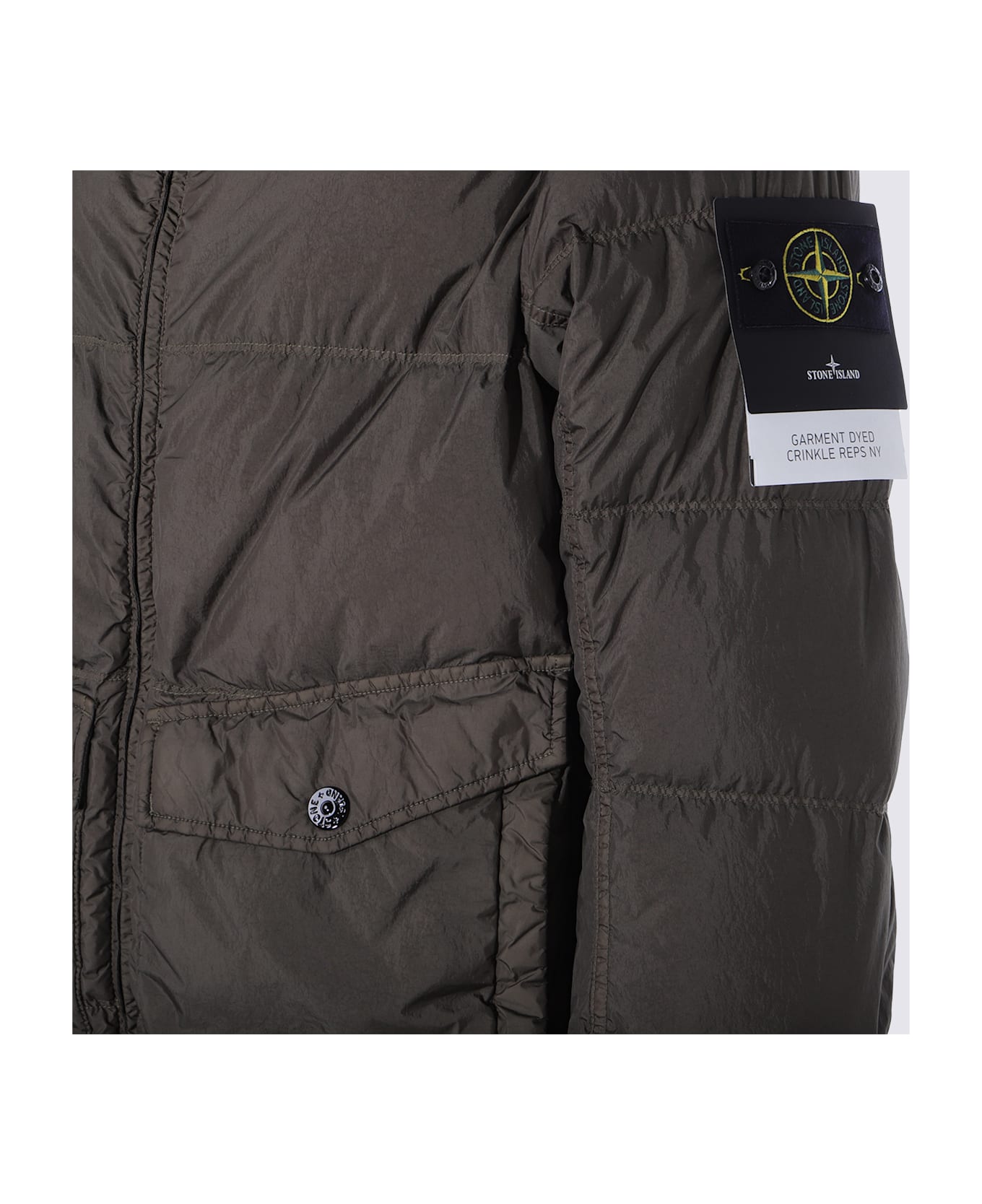 Stone Island Dark Green Down Jacket - MILITARY GREEN