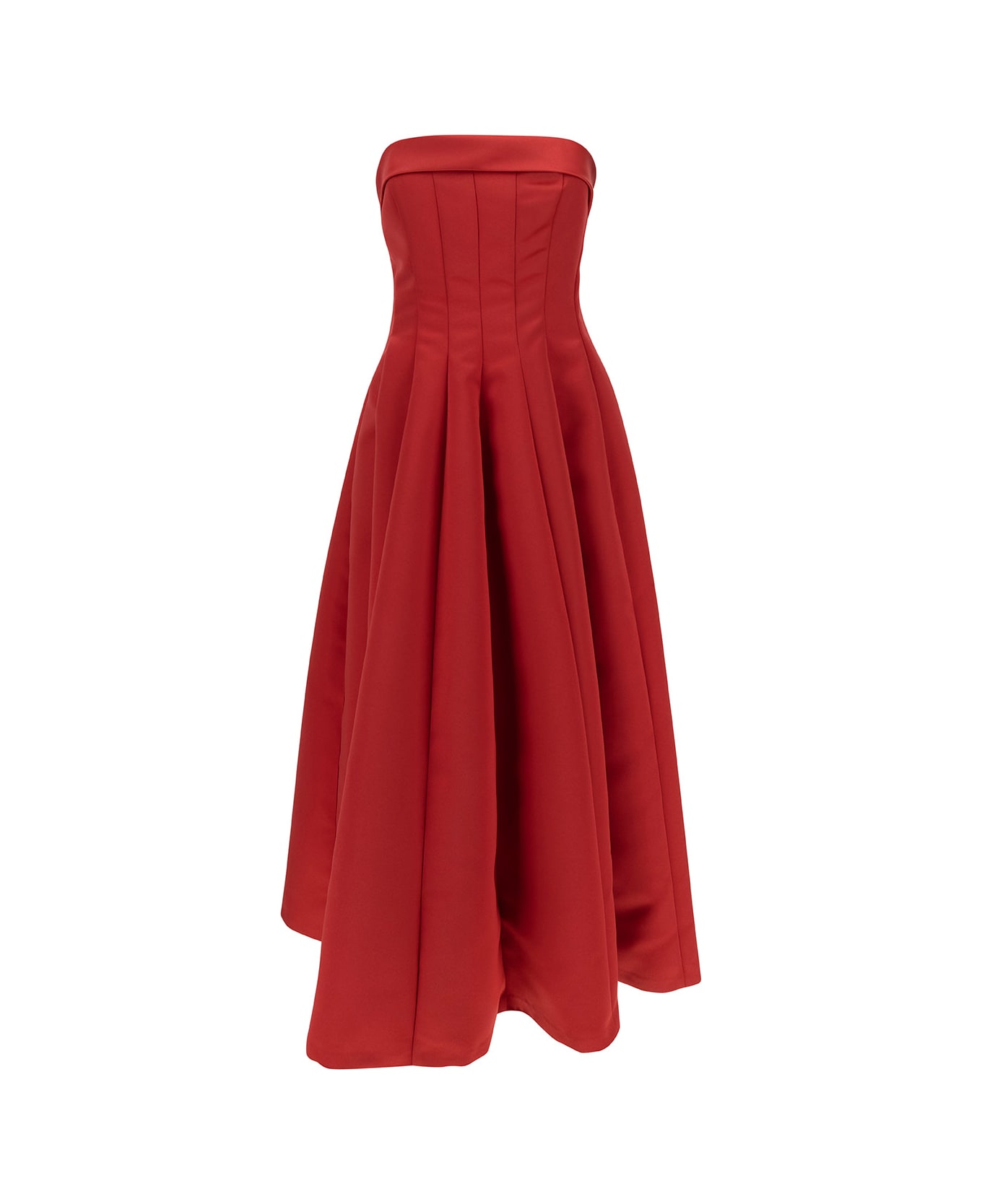 Philosophy di Lorenzo Serafini Longuette Red Dress With Flared Skirt In Duchesse Woman - Red