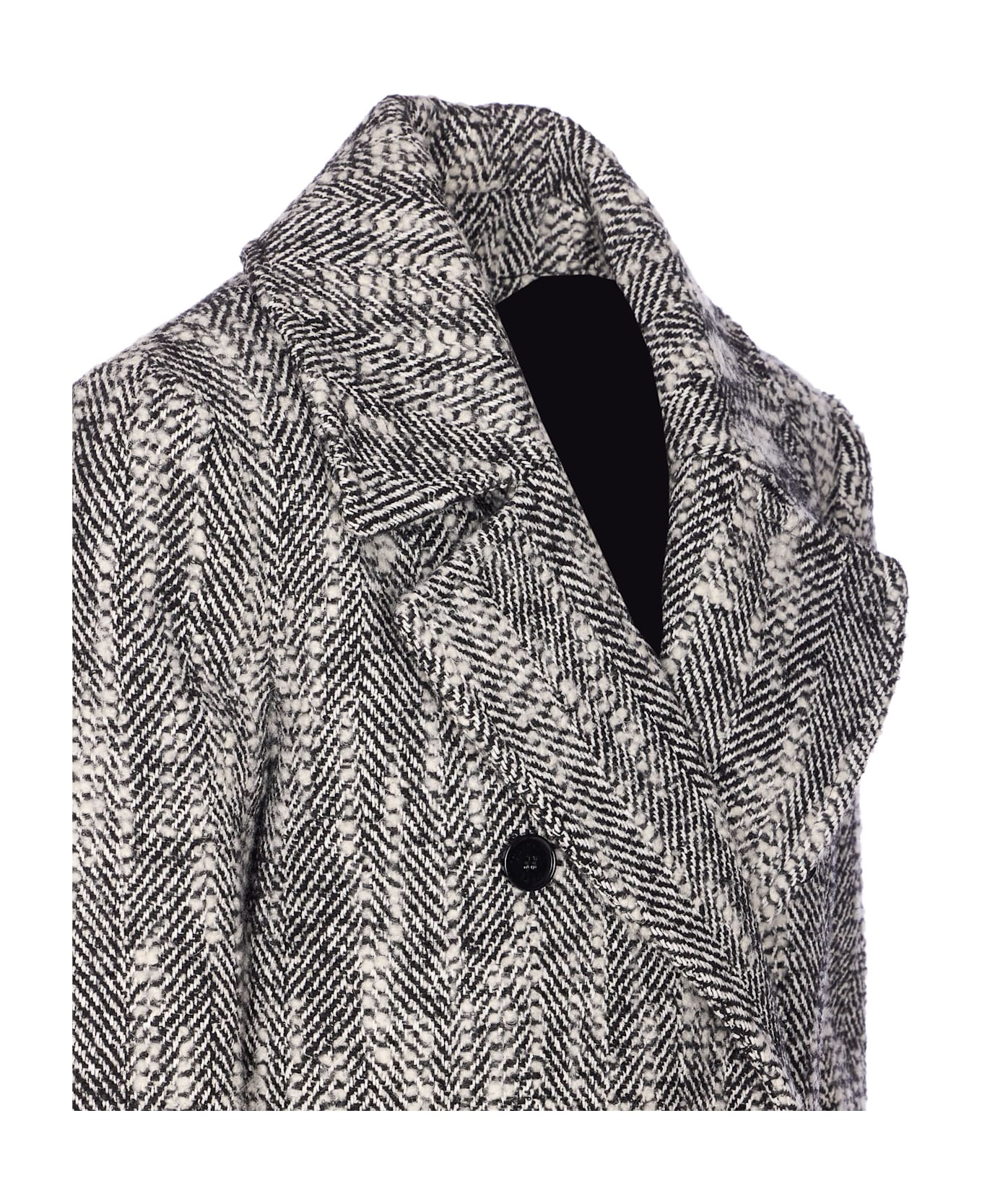 Patrizia Pepe Chevron Double Breasted Coat - Grey