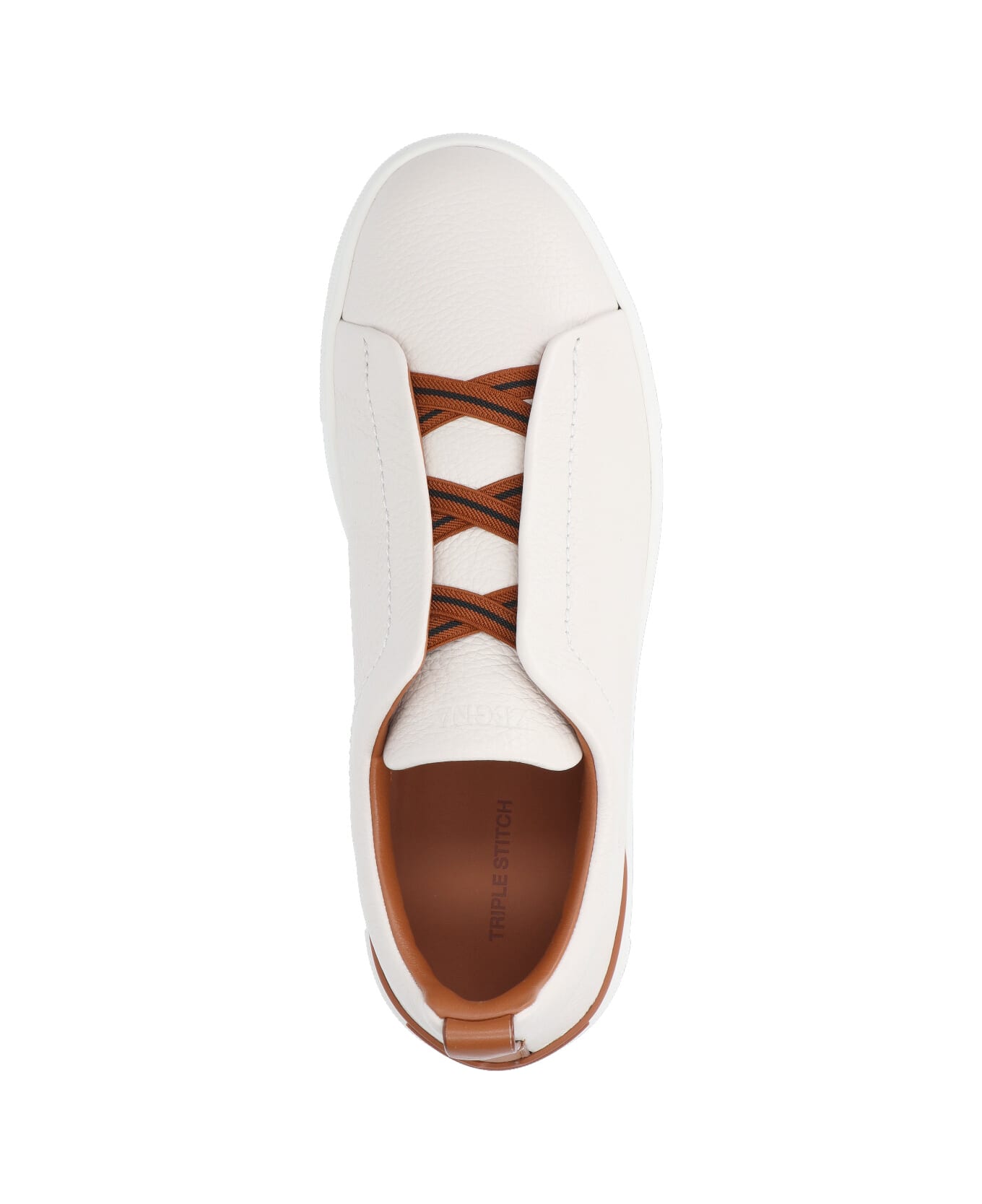 Zegna "triple Stitch " Low-top Sneakers - Cream