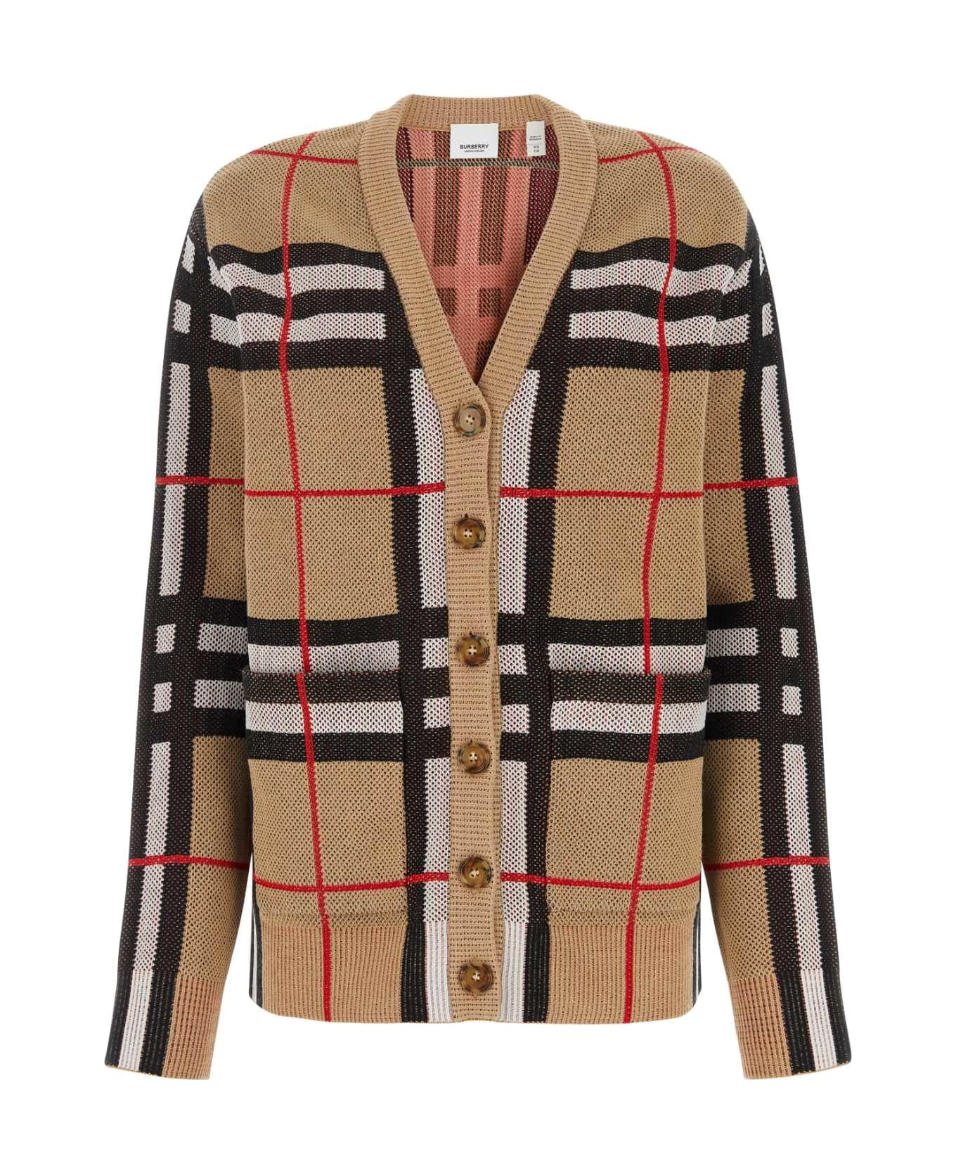 Burberry Embroidered Stretch Nylon Blend Cardigan - ARCHIVEBEIGE