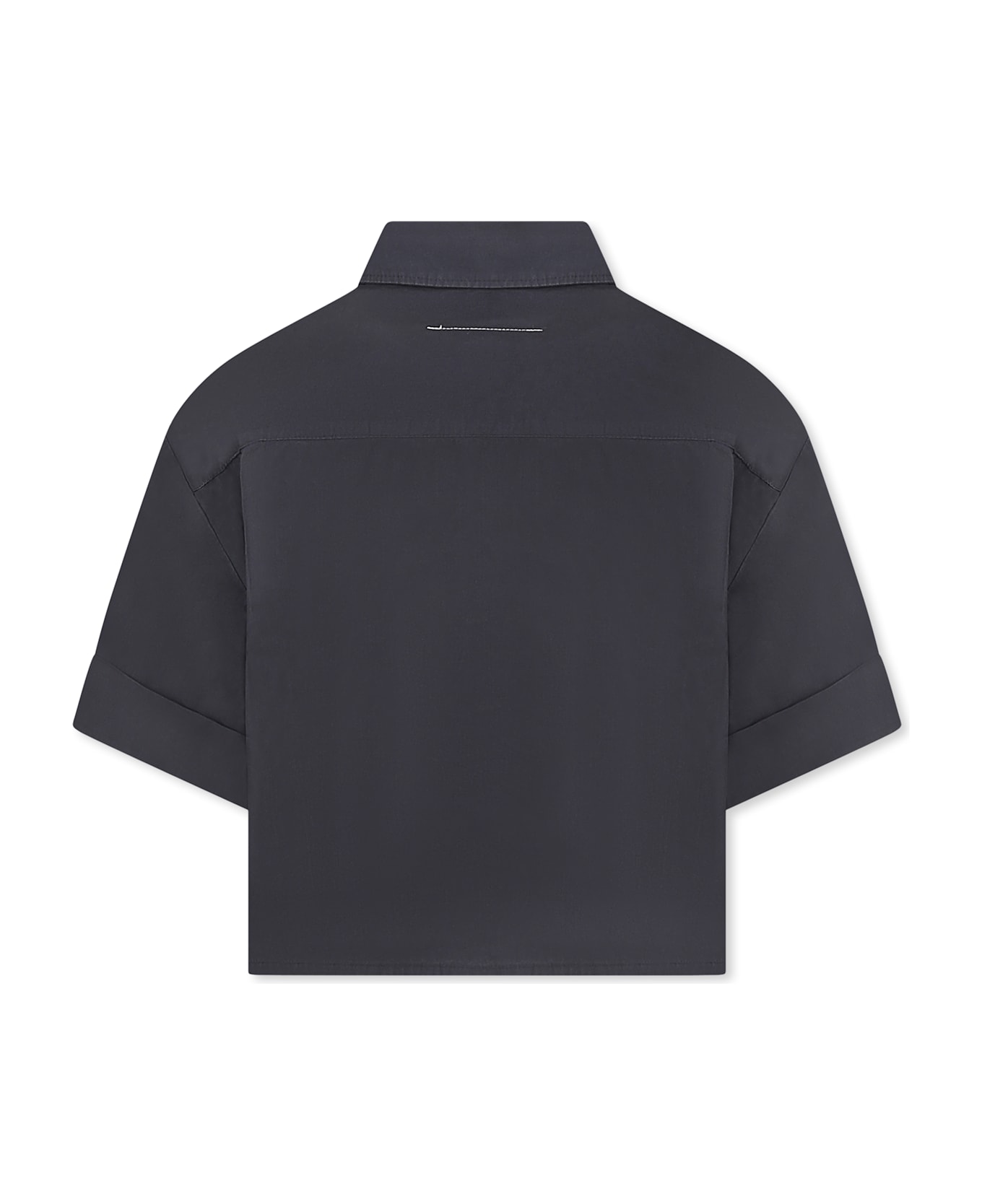 MM6 Maison Margiela Grey Crop Shirt For Girl With Logo - Grey
