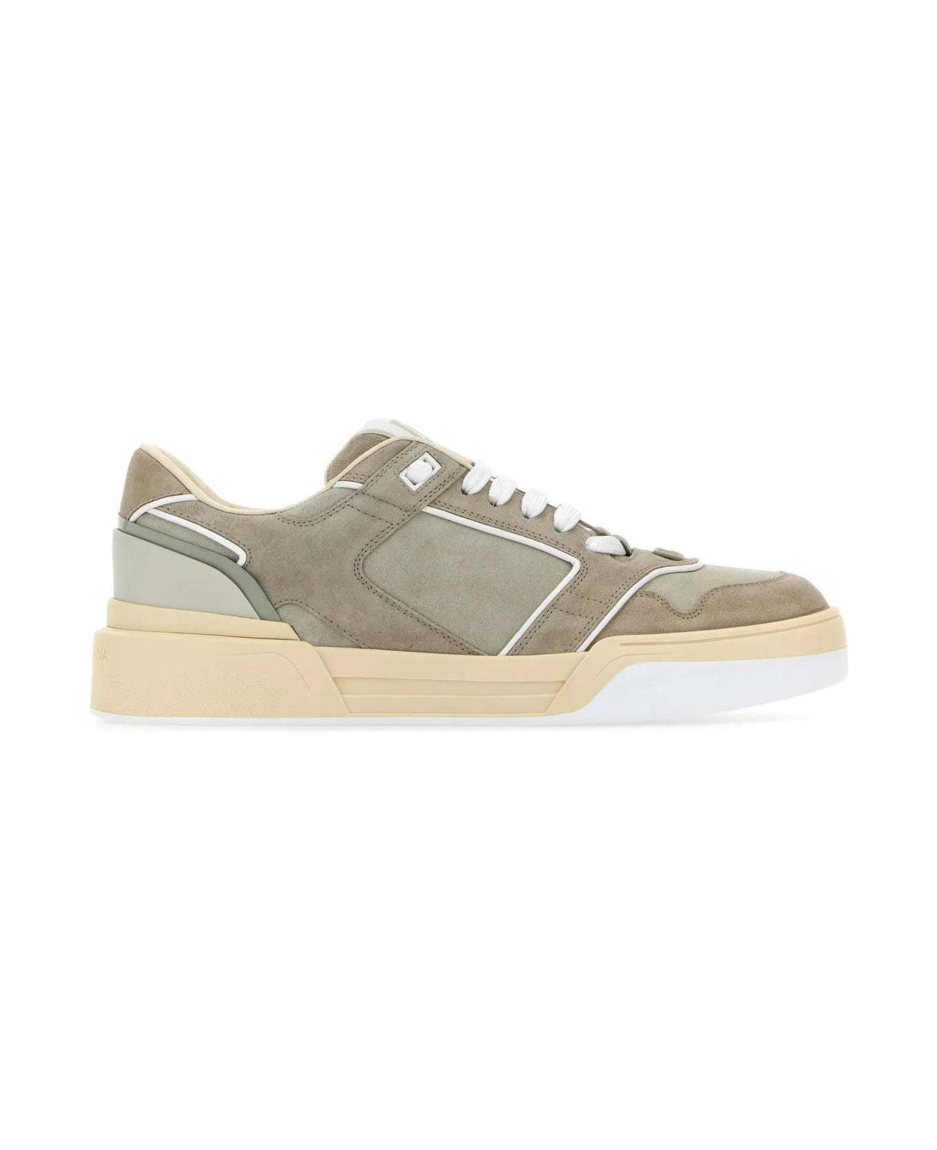 Dolce & Gabbana Grey Suede New Roma Sneakers - BIANCO