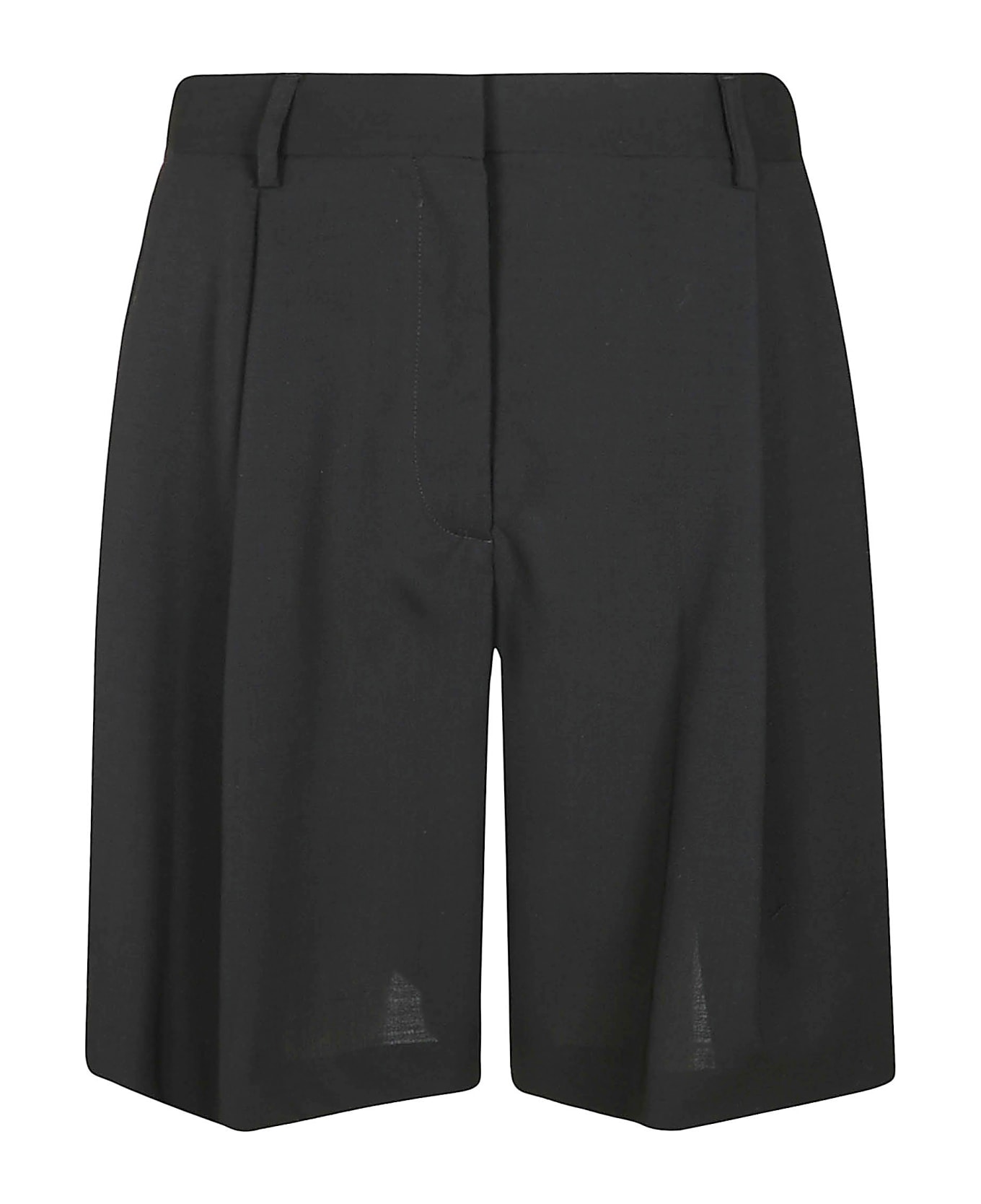 Maison Flaneur Wide Leg Plain Trouser Shorts - Black
