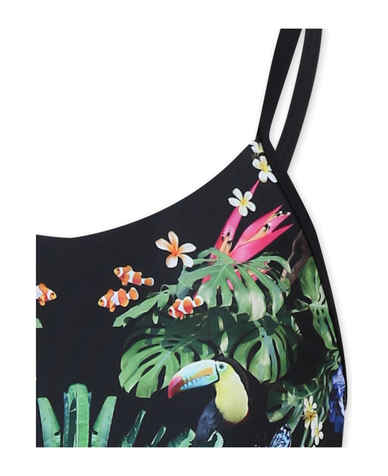 Molo Black Swimsuitfor Girl With Leopard Print - Black