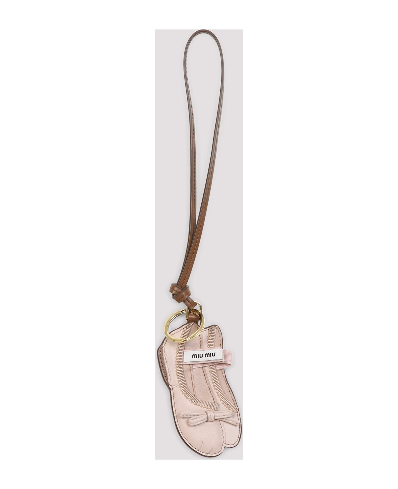 Miu Miu Pastel Pink Leather Keyring - NINFEA