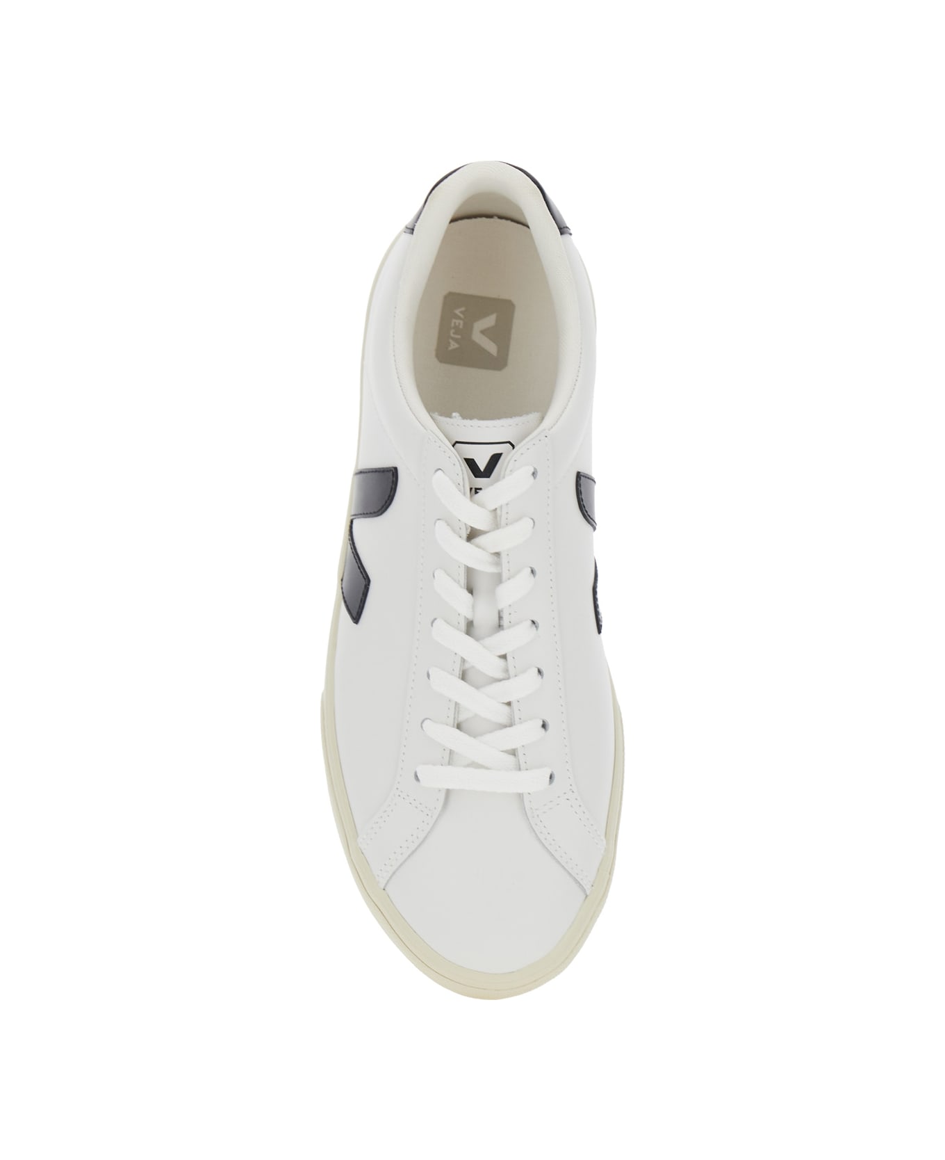Veja 'esplar' White Low Top Sneakers With Contrasting Heel With Logo Lettering And Logo Patch On The Side In Leather Unisex - White