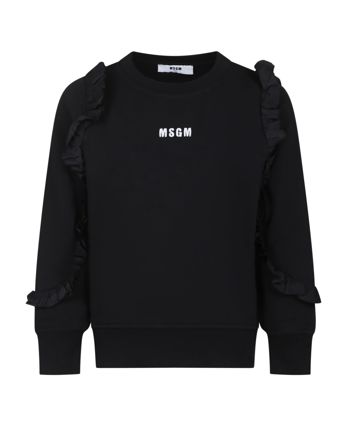MSGM Fuchsia Sweatshirt For Girl With Logo - Black ニットウェア＆スウェットシャツ