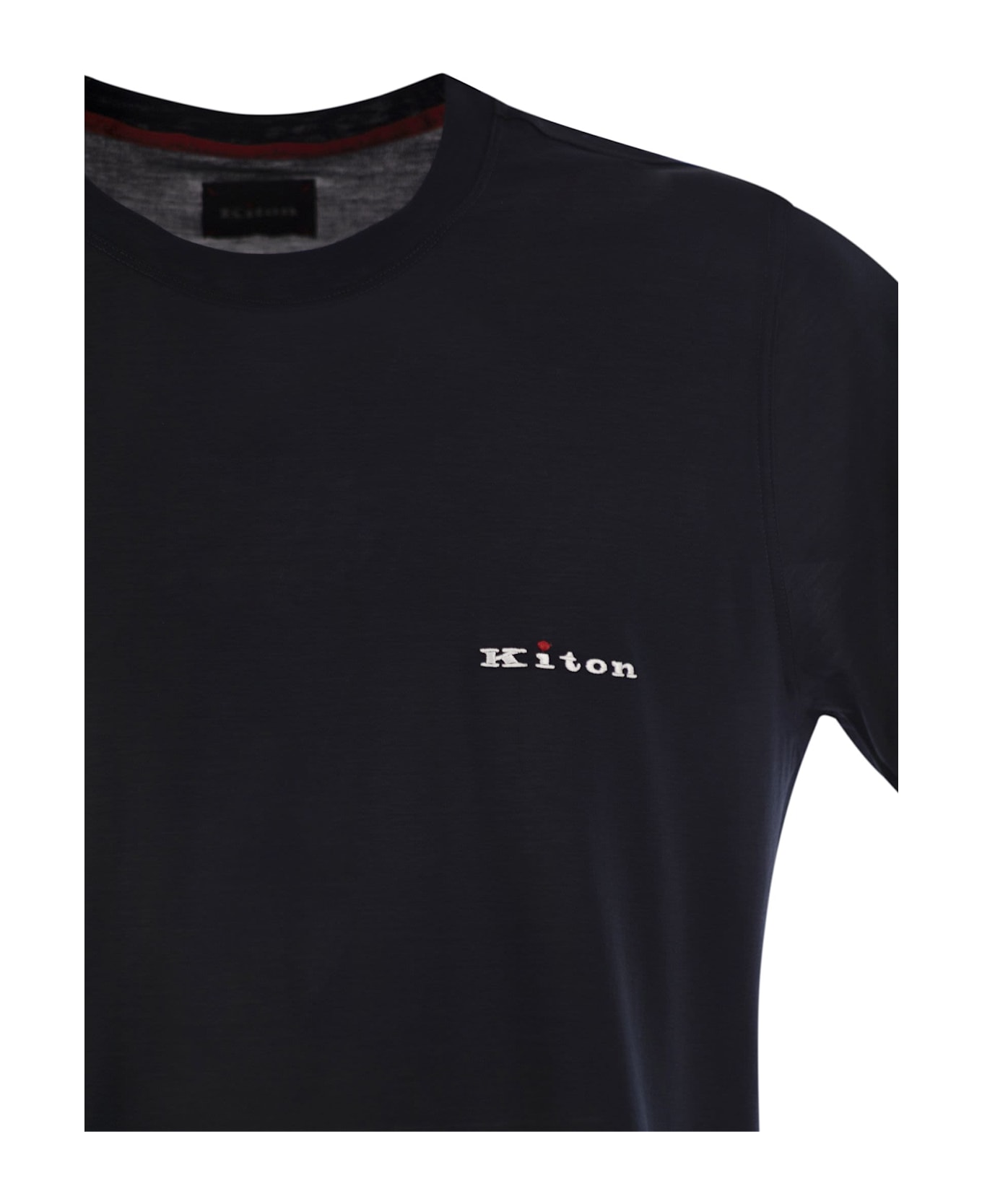 Kiton Cotton T-shirt With Logo - Navy