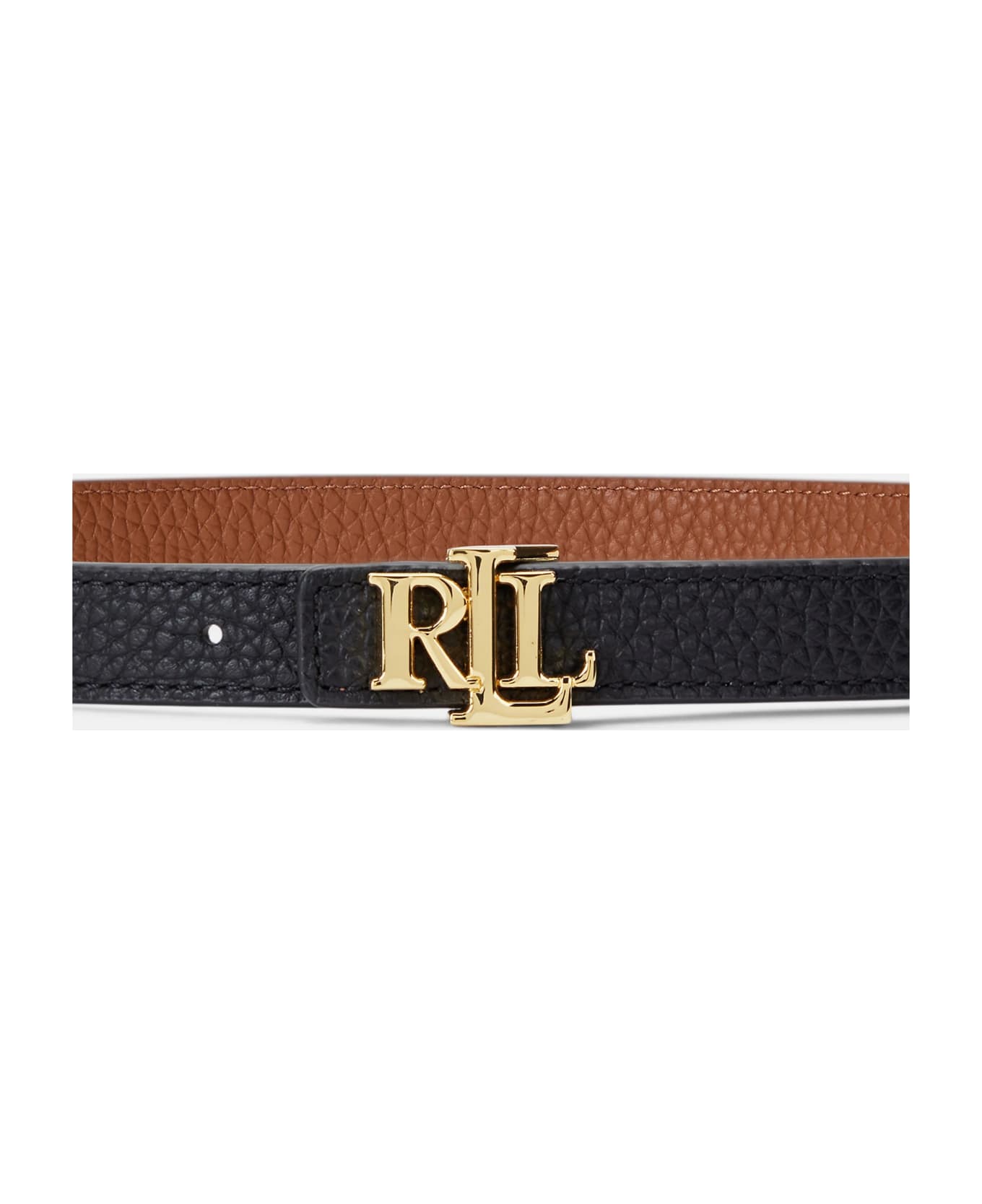 Ralph Lauren Rev Lrl 20 Belt Skinny - Black Lauren Tan