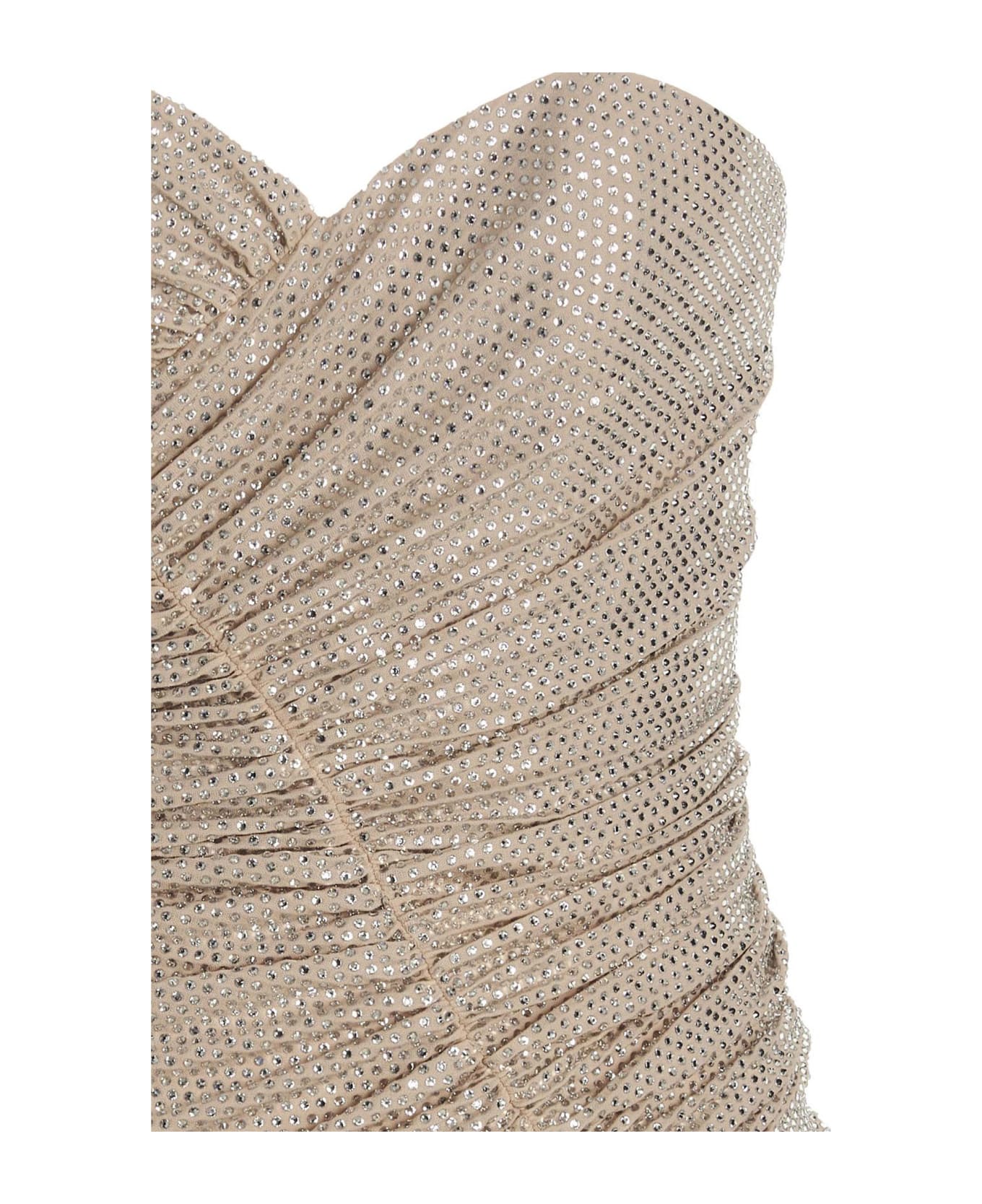 Alexandre Vauthier 'diamond Crystallized Bustier' Short Dress - Beige