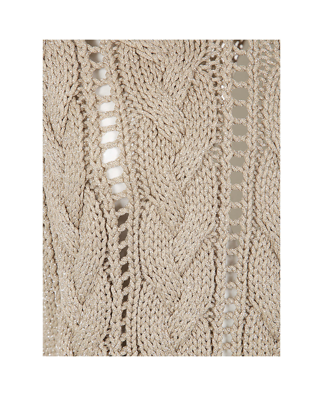 D.Exterior Lux Sleeveless V Neck Braided Sweater - Sand