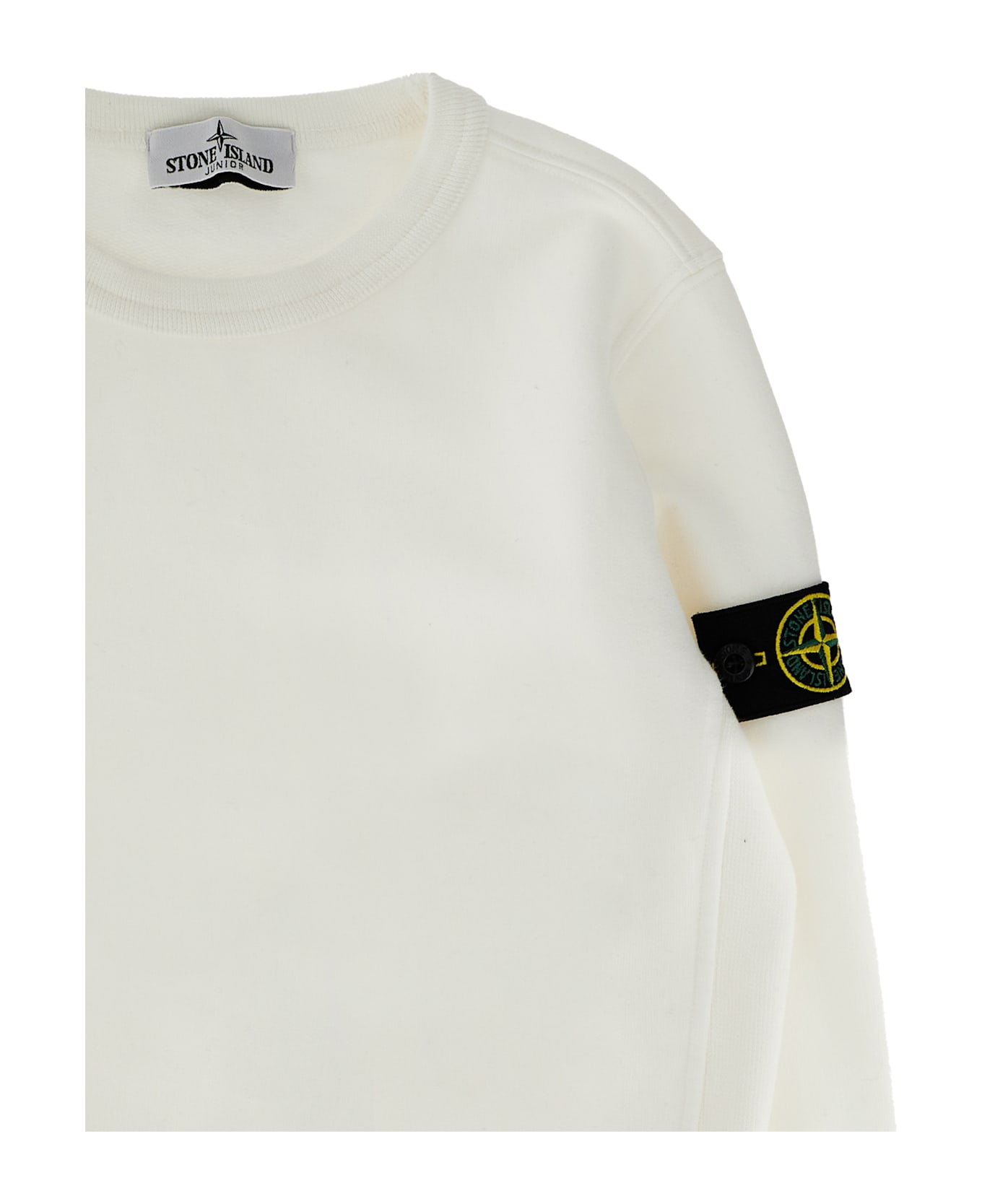 Stone Island Junior Logo Badge Sweatshirt - White