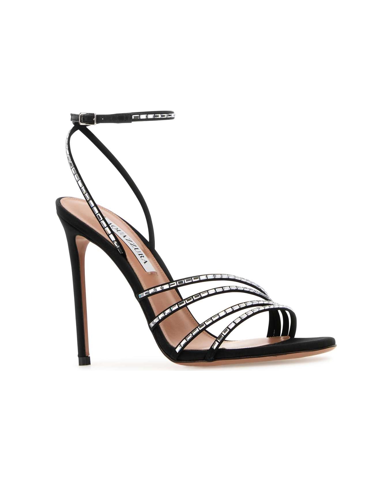 Aquazzura Embellished Fabric Mistica Sandals - BLACK
