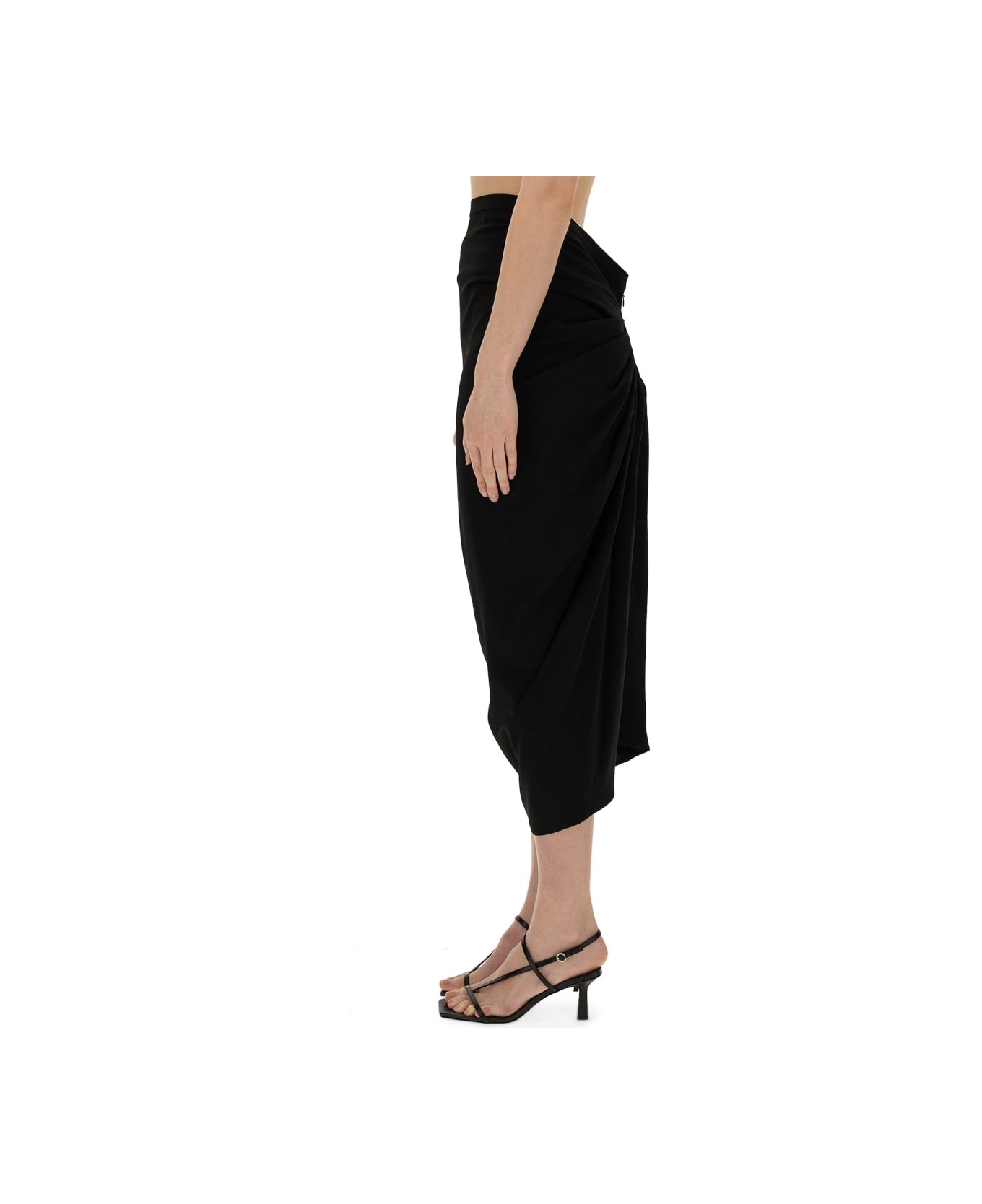 Dries Van Noten Skirt With Drape - BLACK