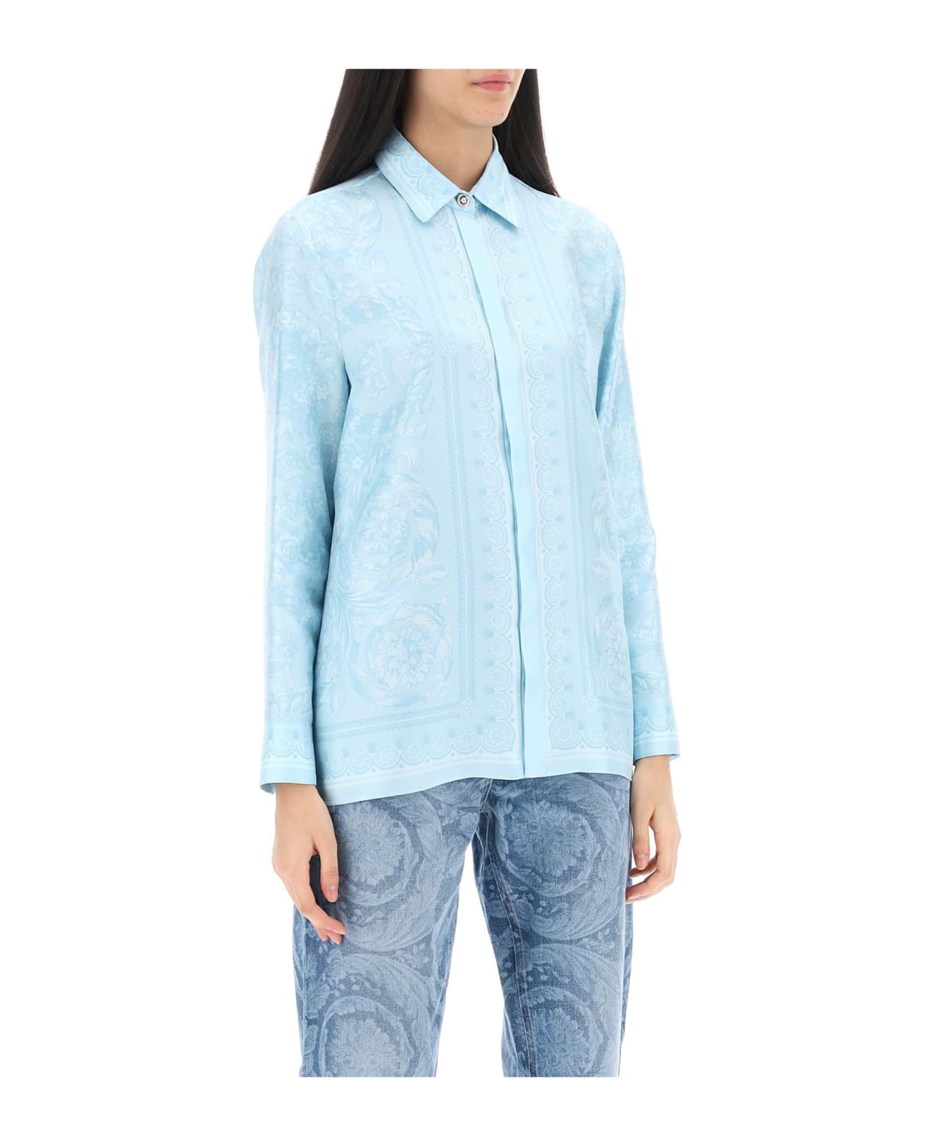 Versace Twill Silk Shirt - Pale Blue シャツ