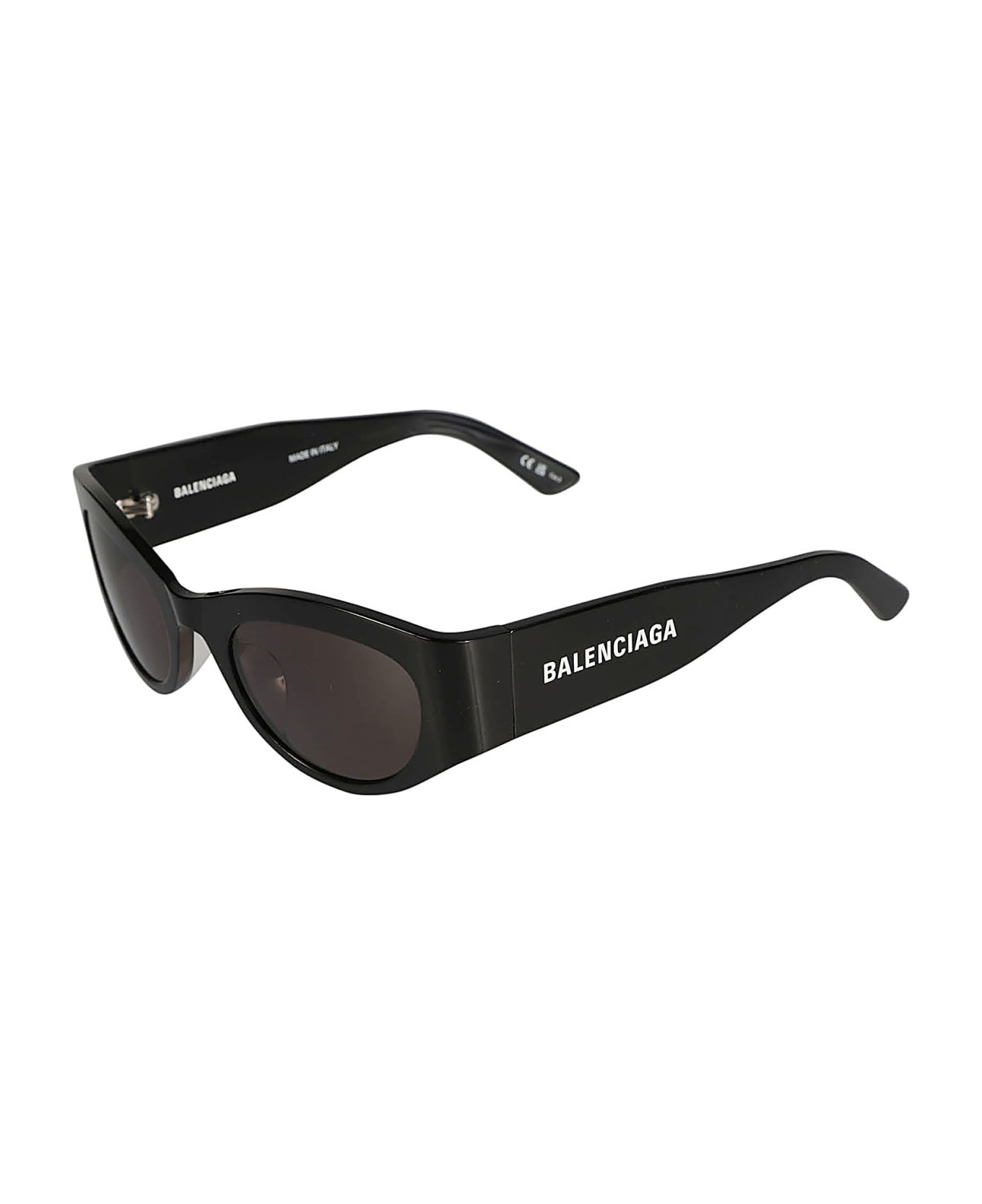 Balenciaga Eyewear Logo Sided Cat-eye Sunglasses - 001 BLACK BLACK GREY