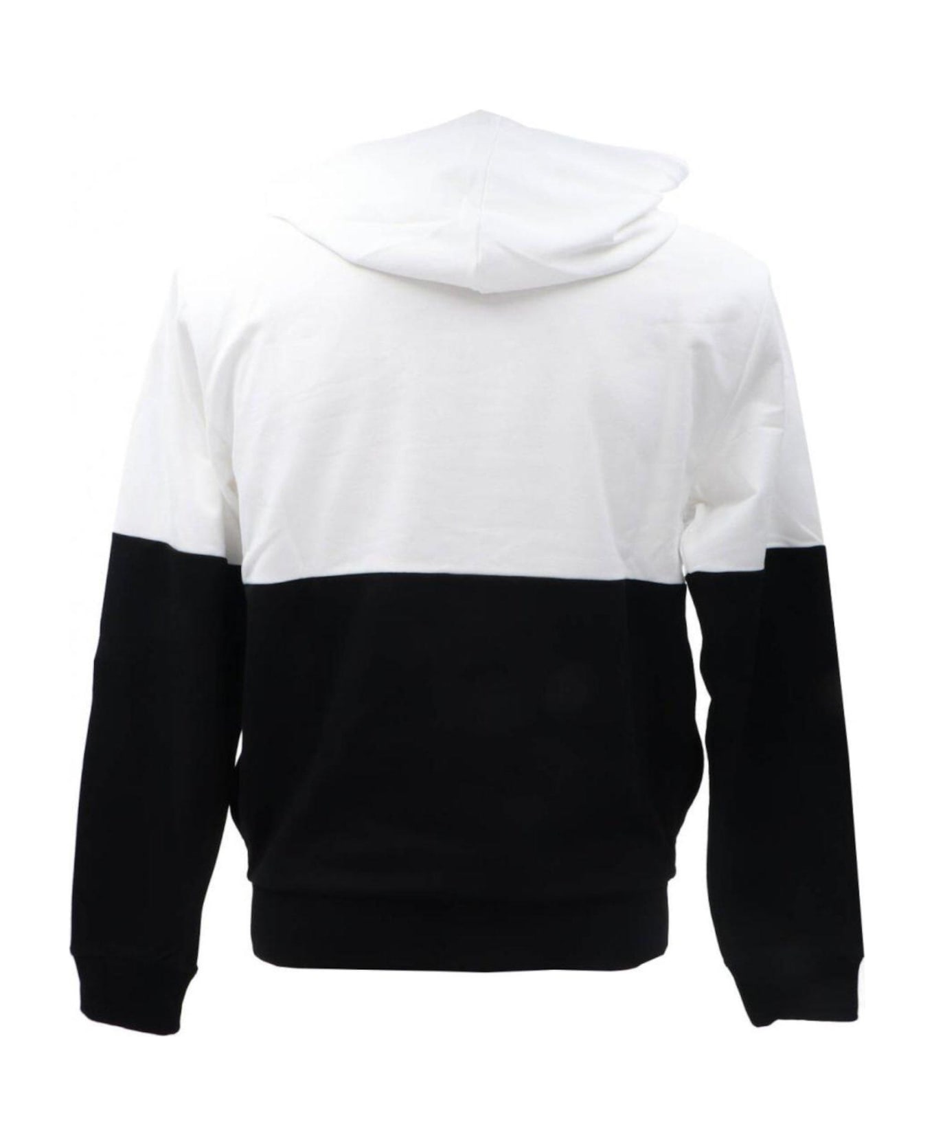 Moschino Logo Printed Zipped Hoodie - White/black