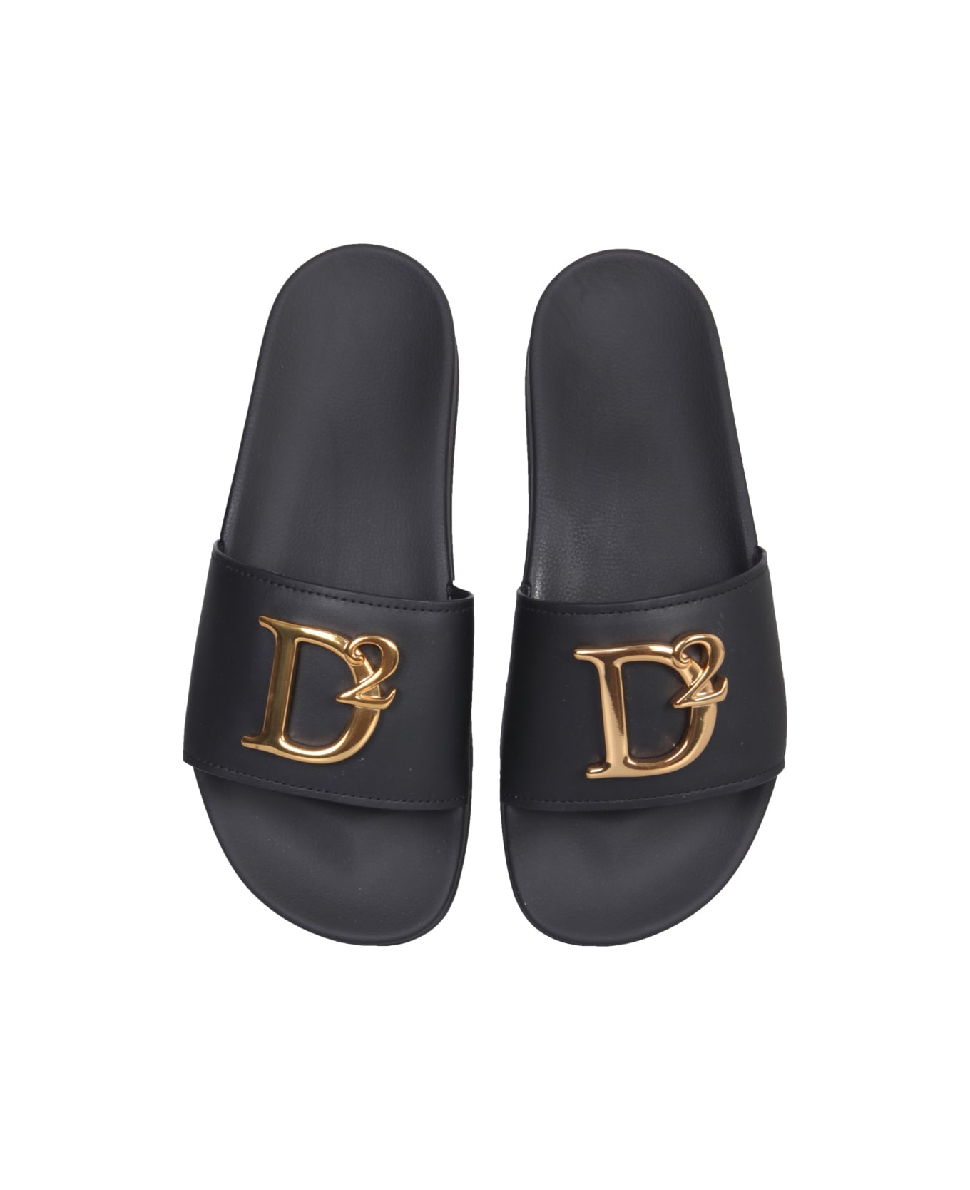 Dsquared2 Leather Slide Sandals - BLACK サンダル